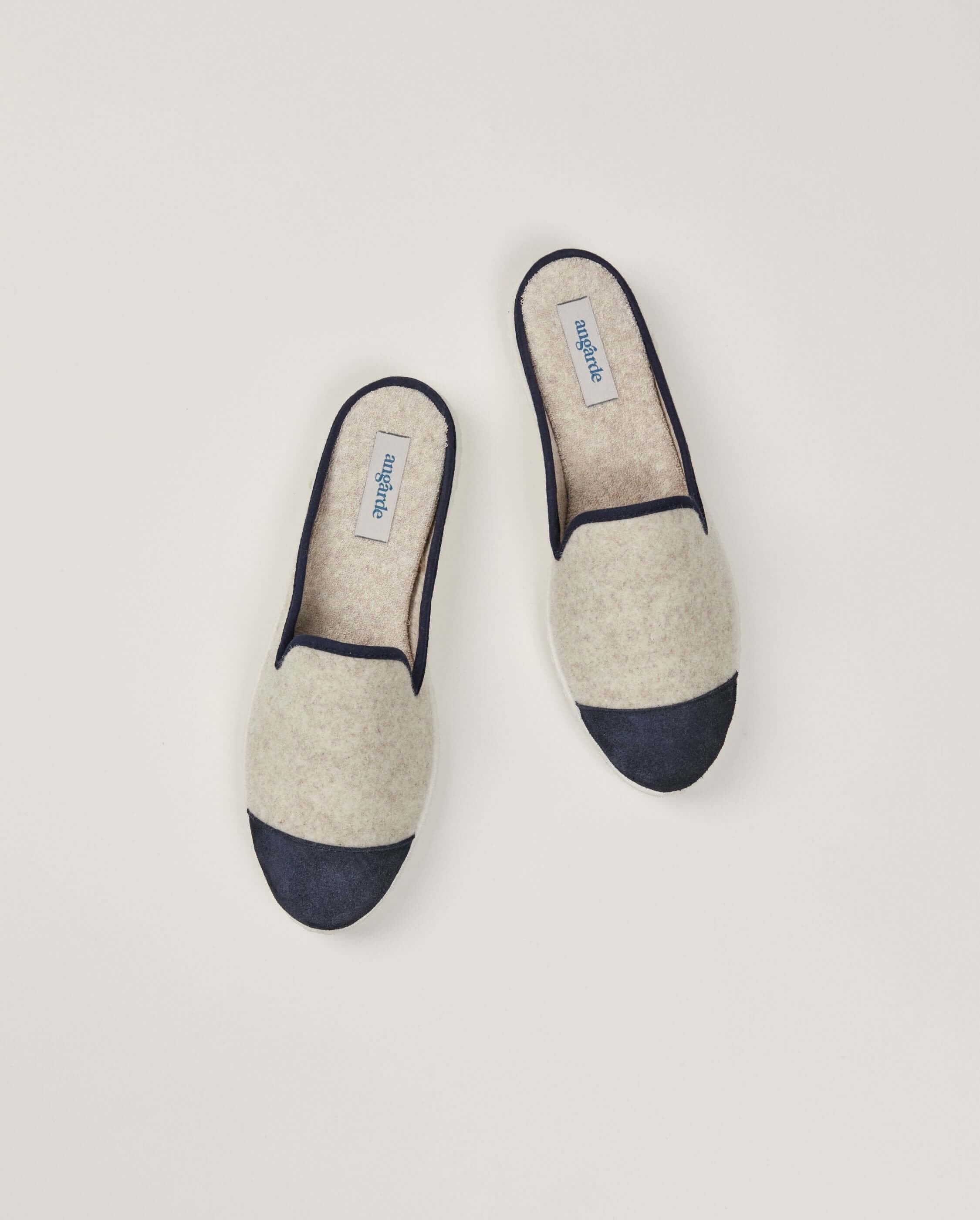 Women's wool mule, beige navy ANGARDE Beige
