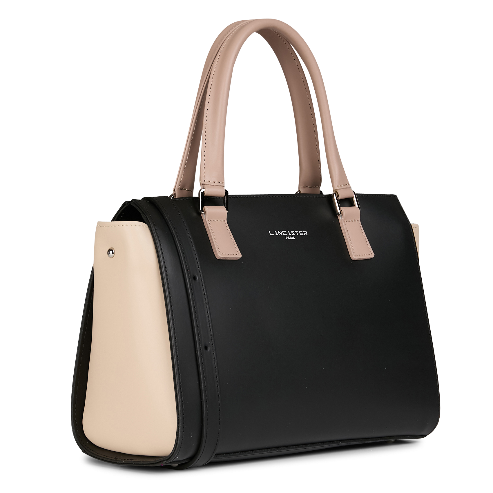 Effen, leren handtas LANCASTER PARIS Zwart