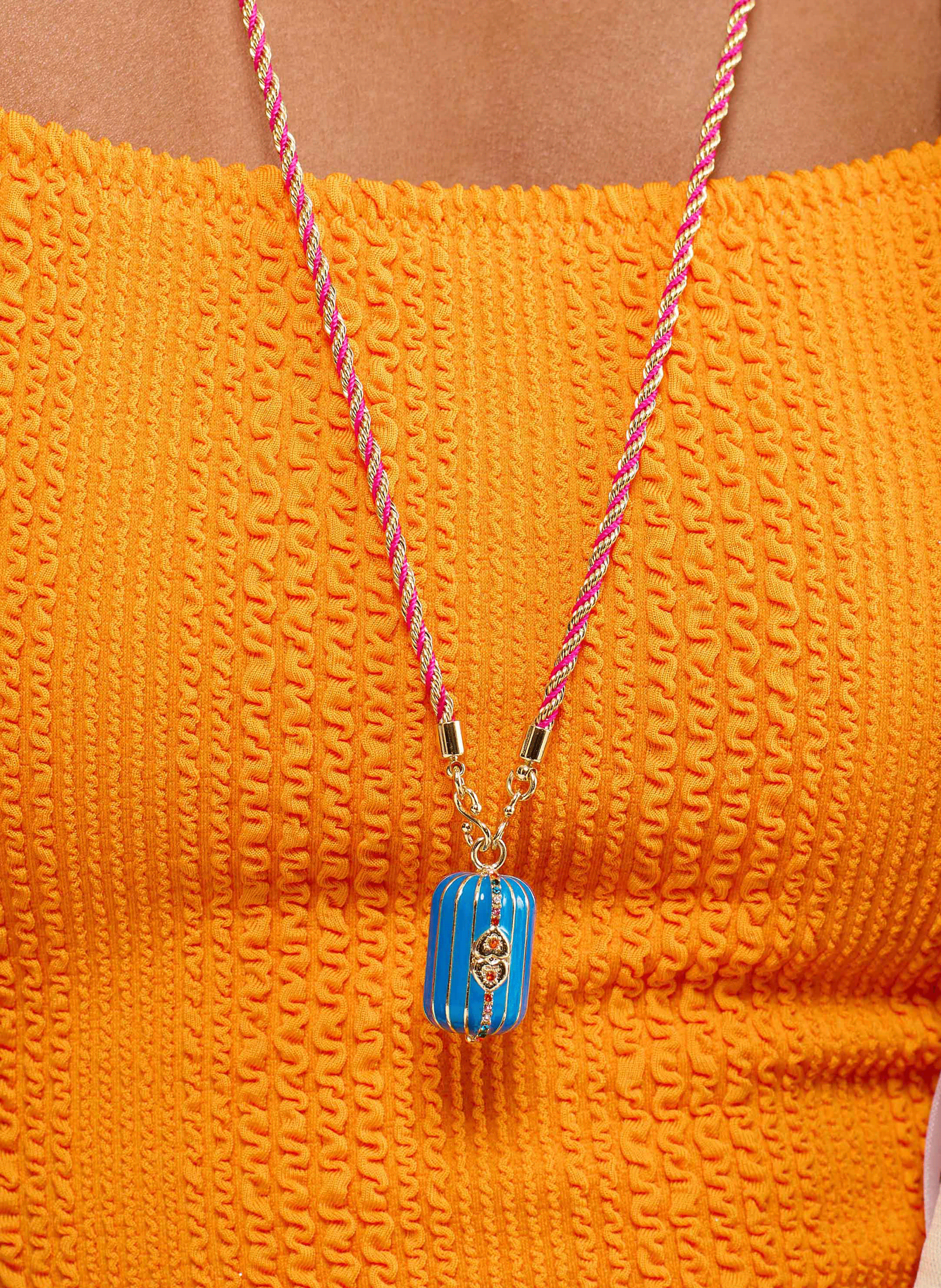 Long cord necklace with central charm HIPANEMA Blue