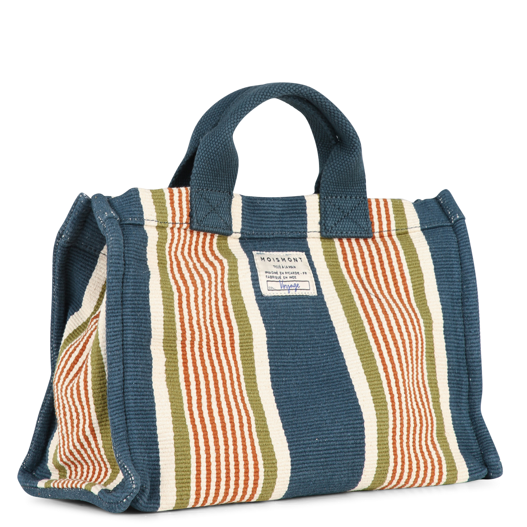 Mini cabas en coton Bleu