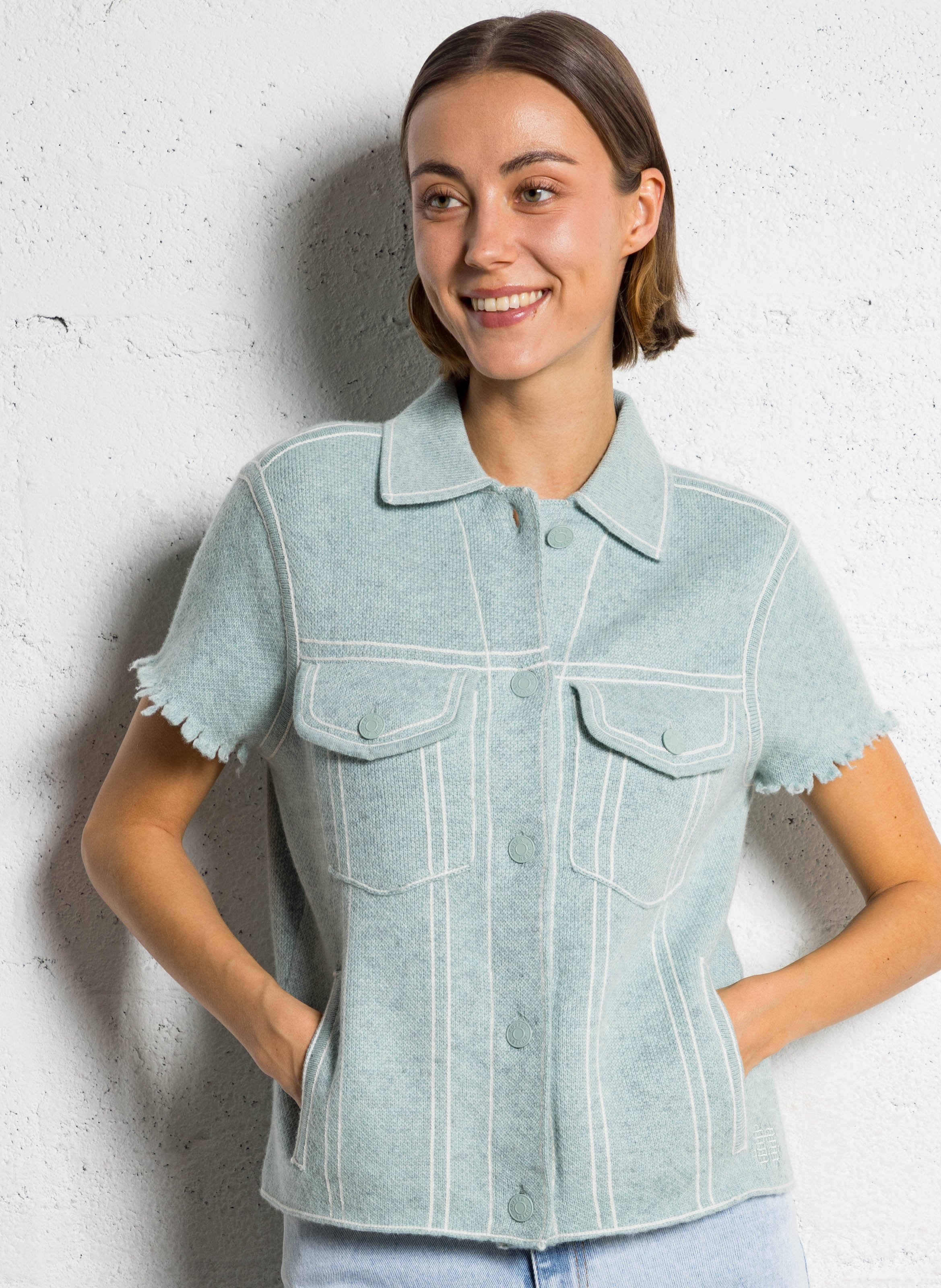 Top col classique en cachemire KUJTEN Vert