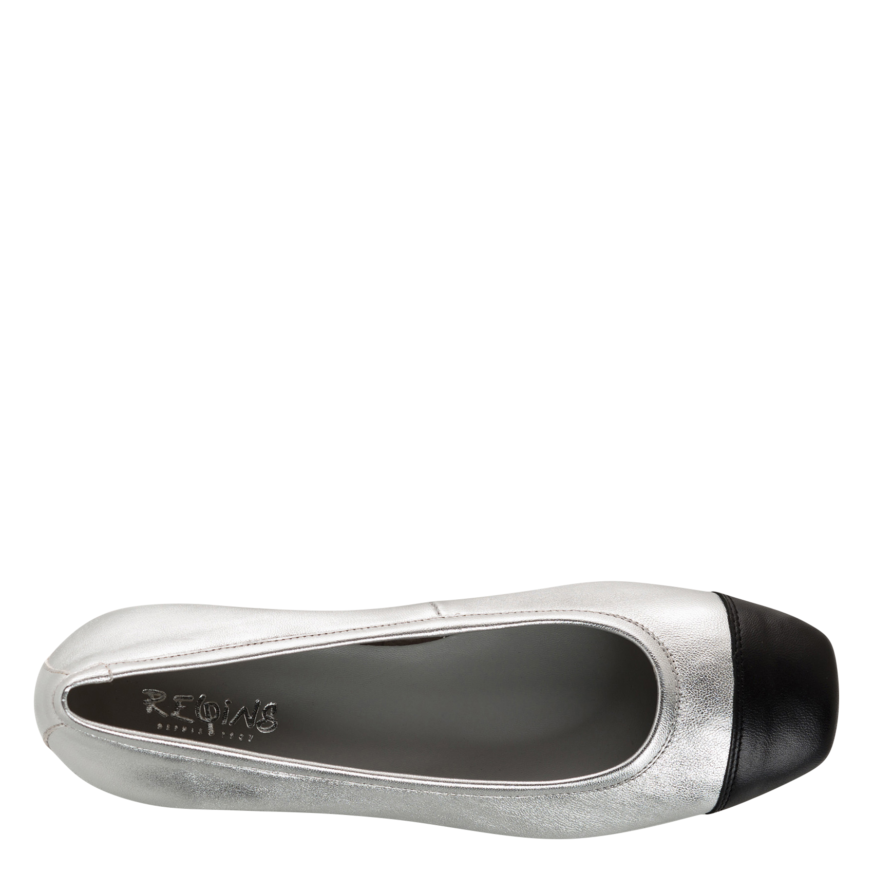 Leren ballerina's met hak REQINS Zilver