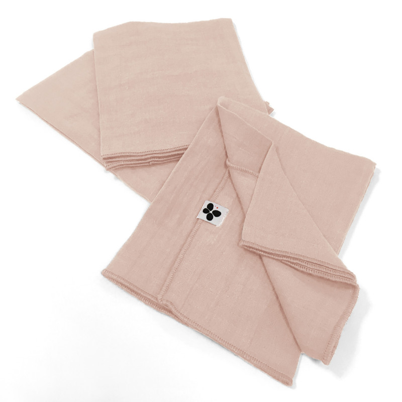 Set of 2 cotton muslin hand towels L'EFFET PAPILLON Pink