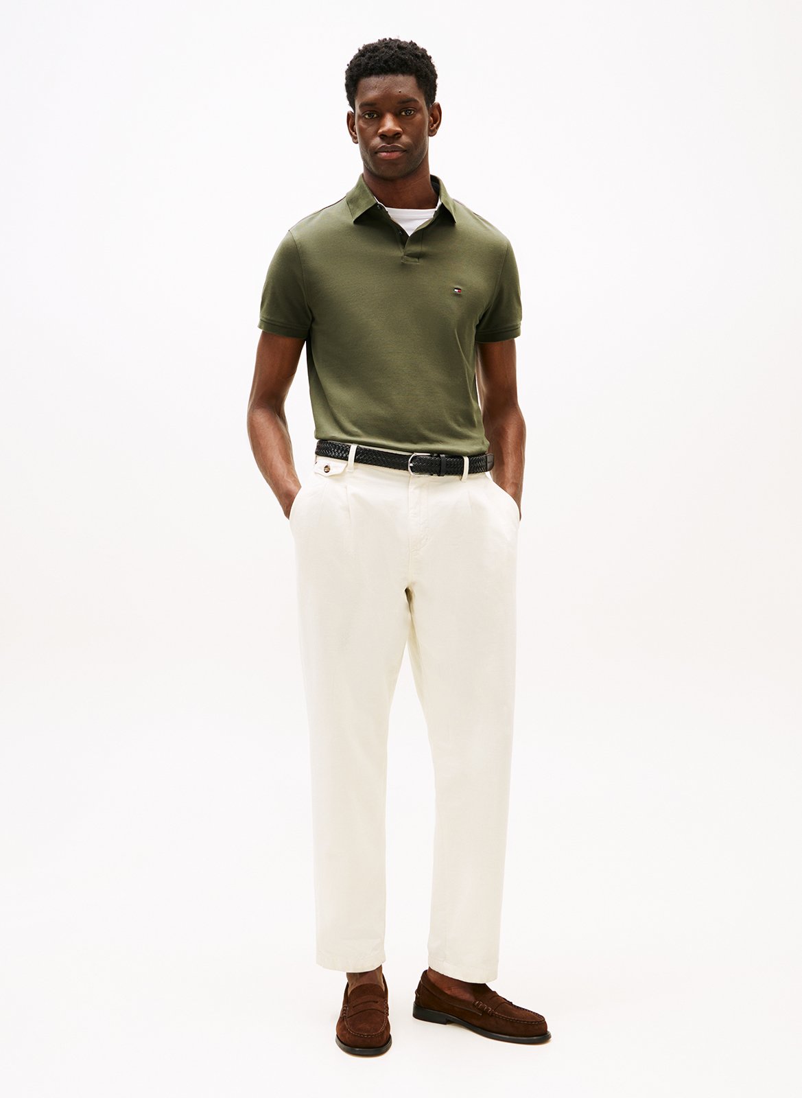 Regular-fit organic cotton-blend polo shirt TOMMY HILFIGER Khaki