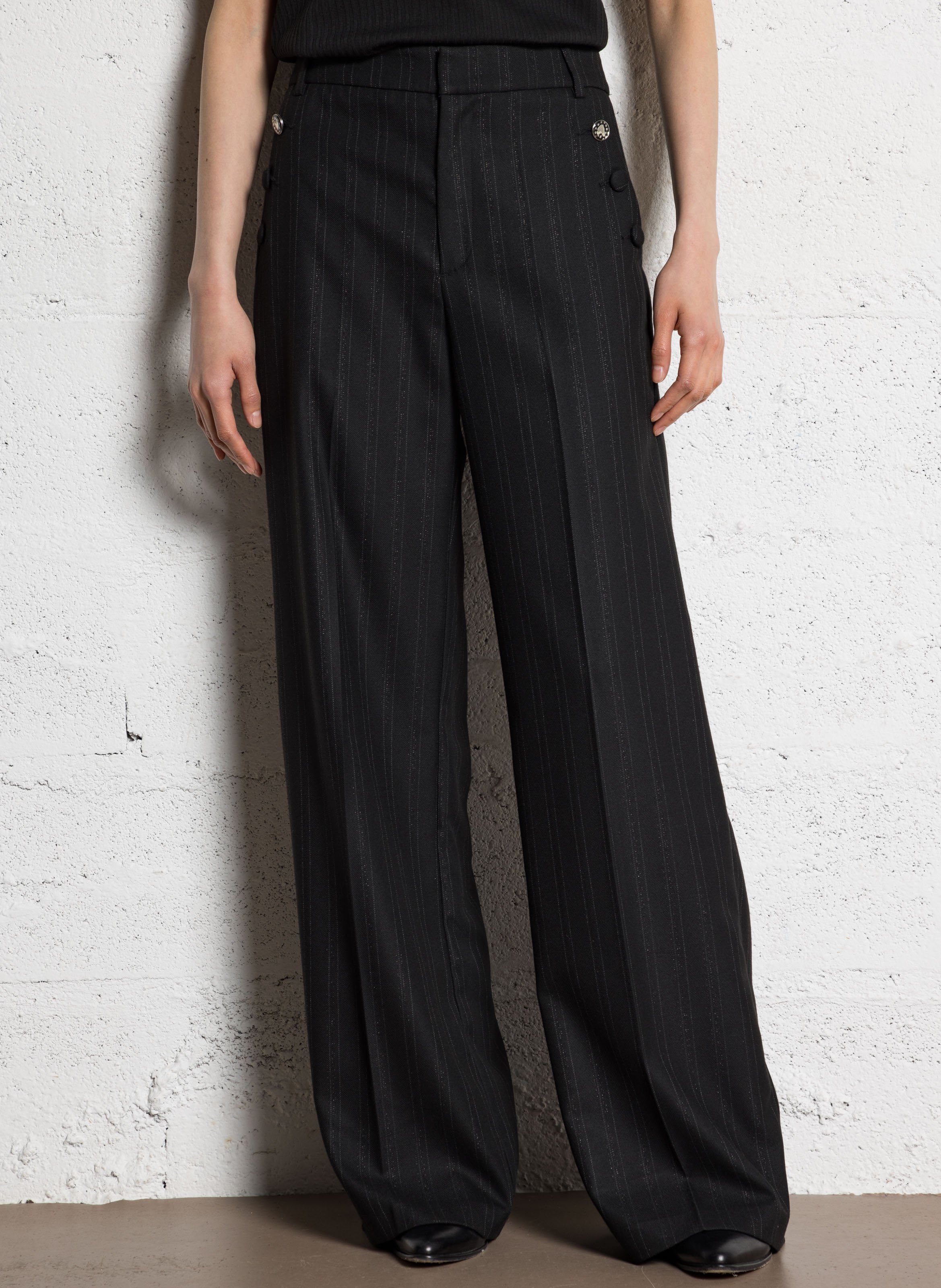 Tailored Striped Trousers I CODE Black
