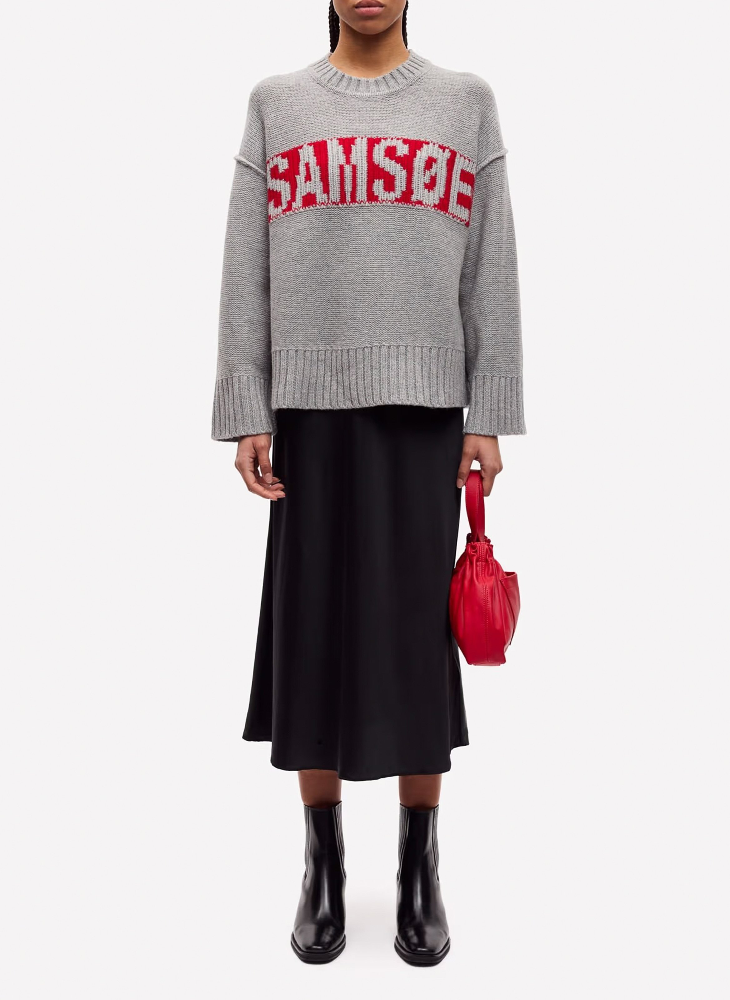 Gerade geschnittener Pullover aus Wollmix SAMSOE SAMSOE Silber