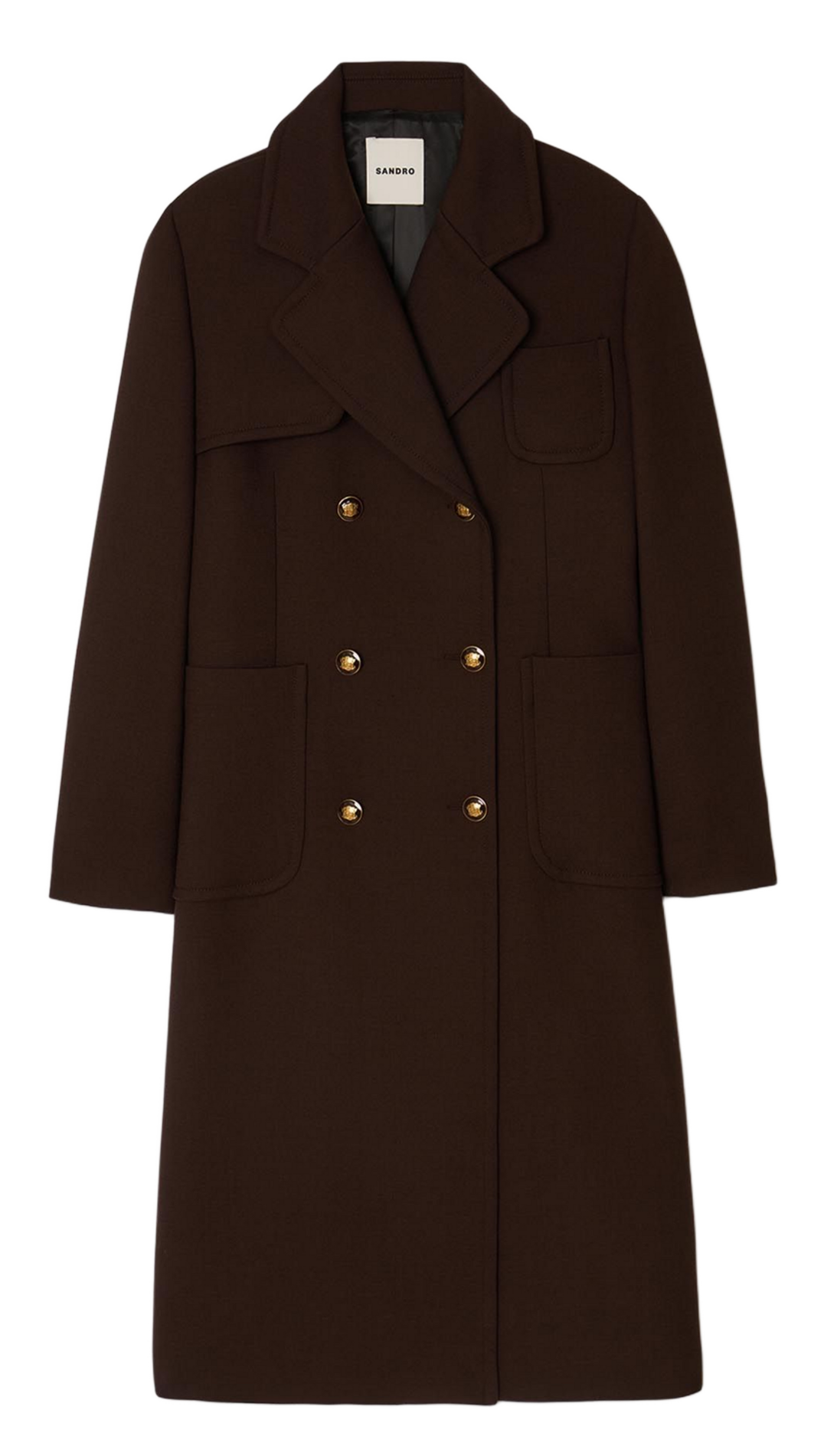 Manteau col tailleur SANDRO Marron