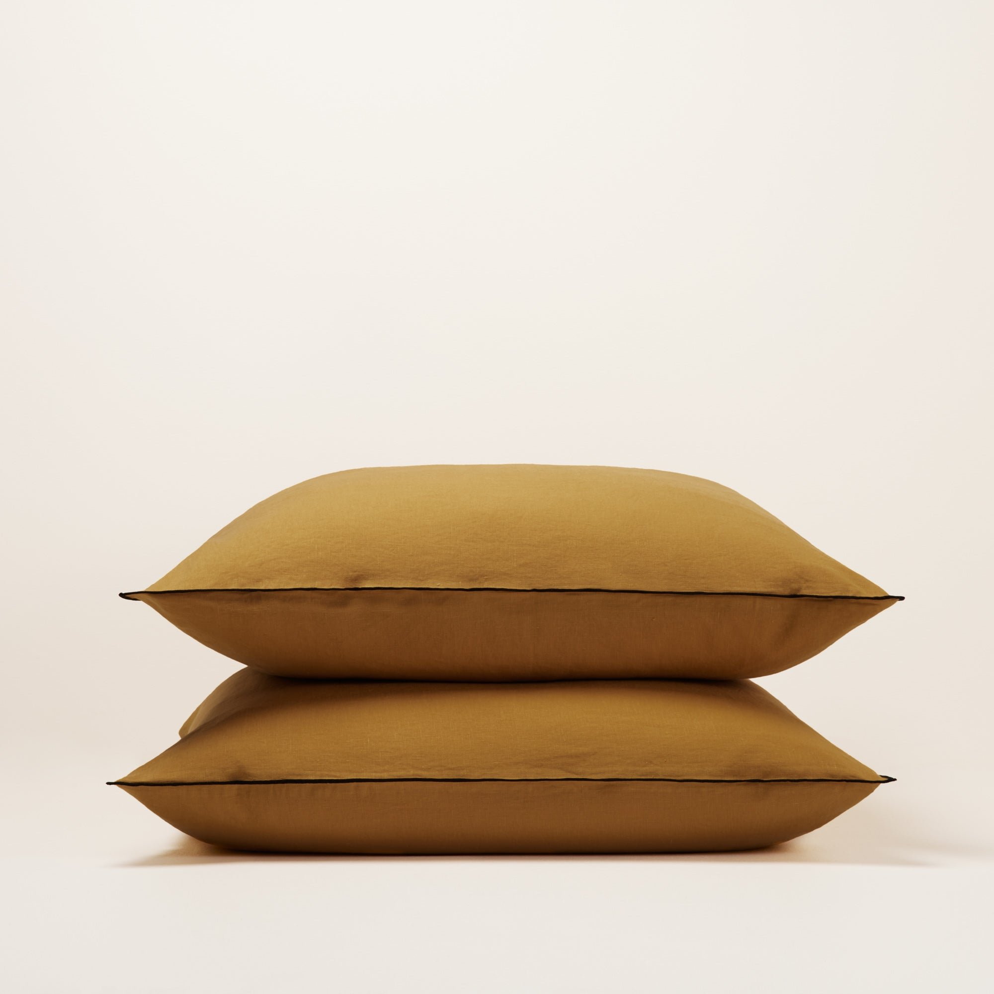Set of 2 cotton pillowcases CARLINA Bronze et bourdon noir