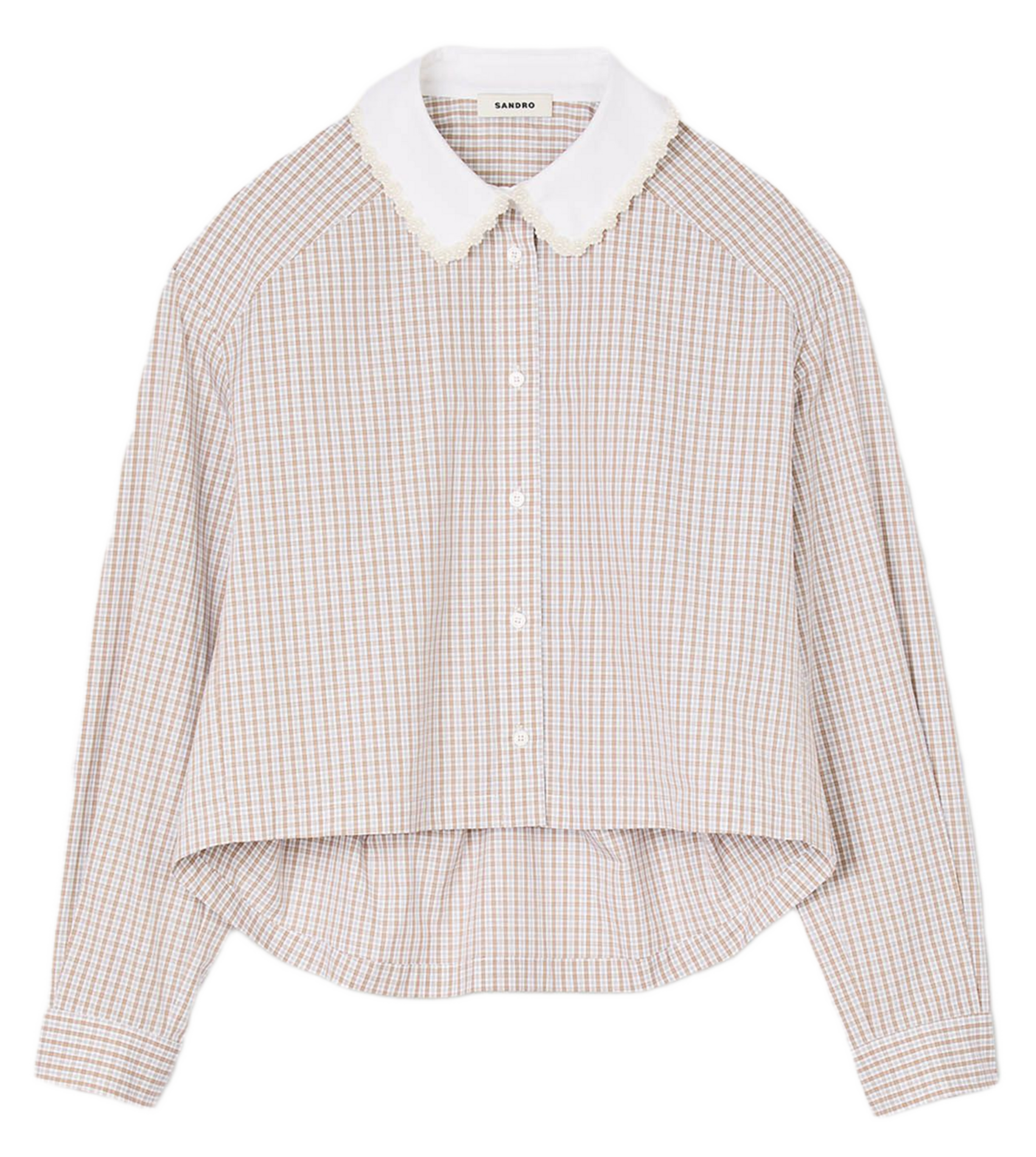 Checked shirt with classic collar SANDRO Beige