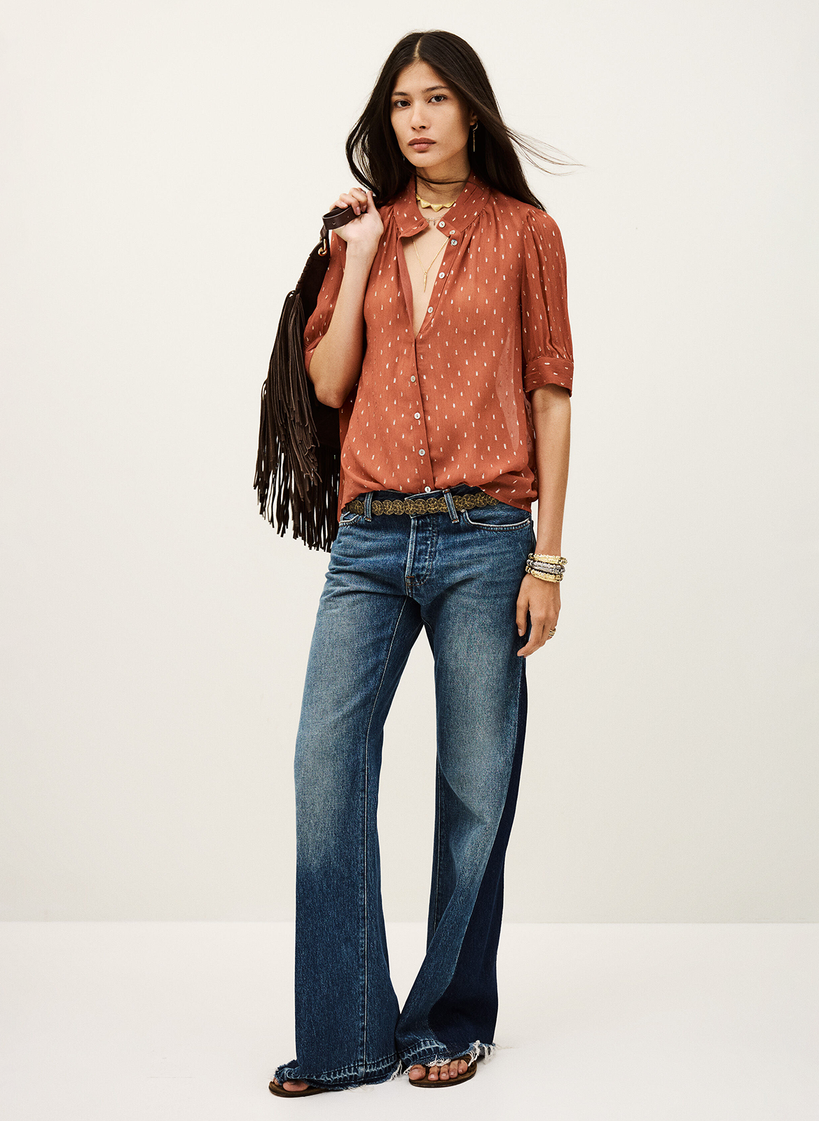 Blouse col rond  BA&SH Marron