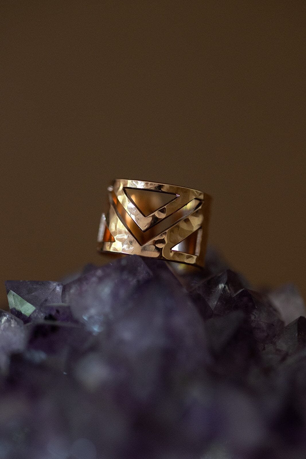 Hammered gold-plated ring MONSIEUR SIMONE Pink