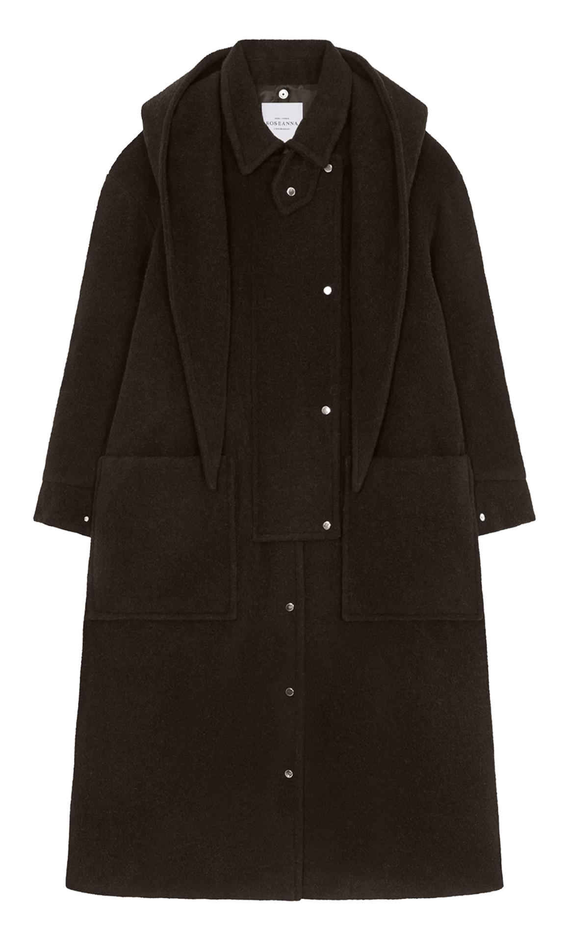 Manteau mi-long à capuche écharpe uni ROSEANNA Marron
