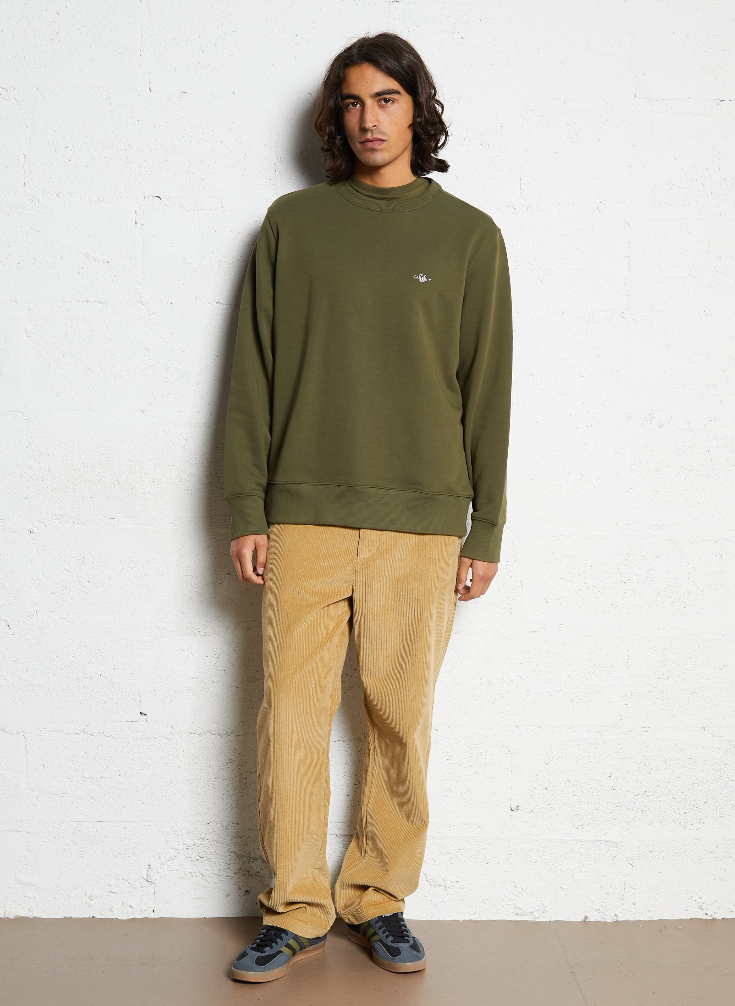 Sweatshirt col rond en coton mélangé  GANT Vert