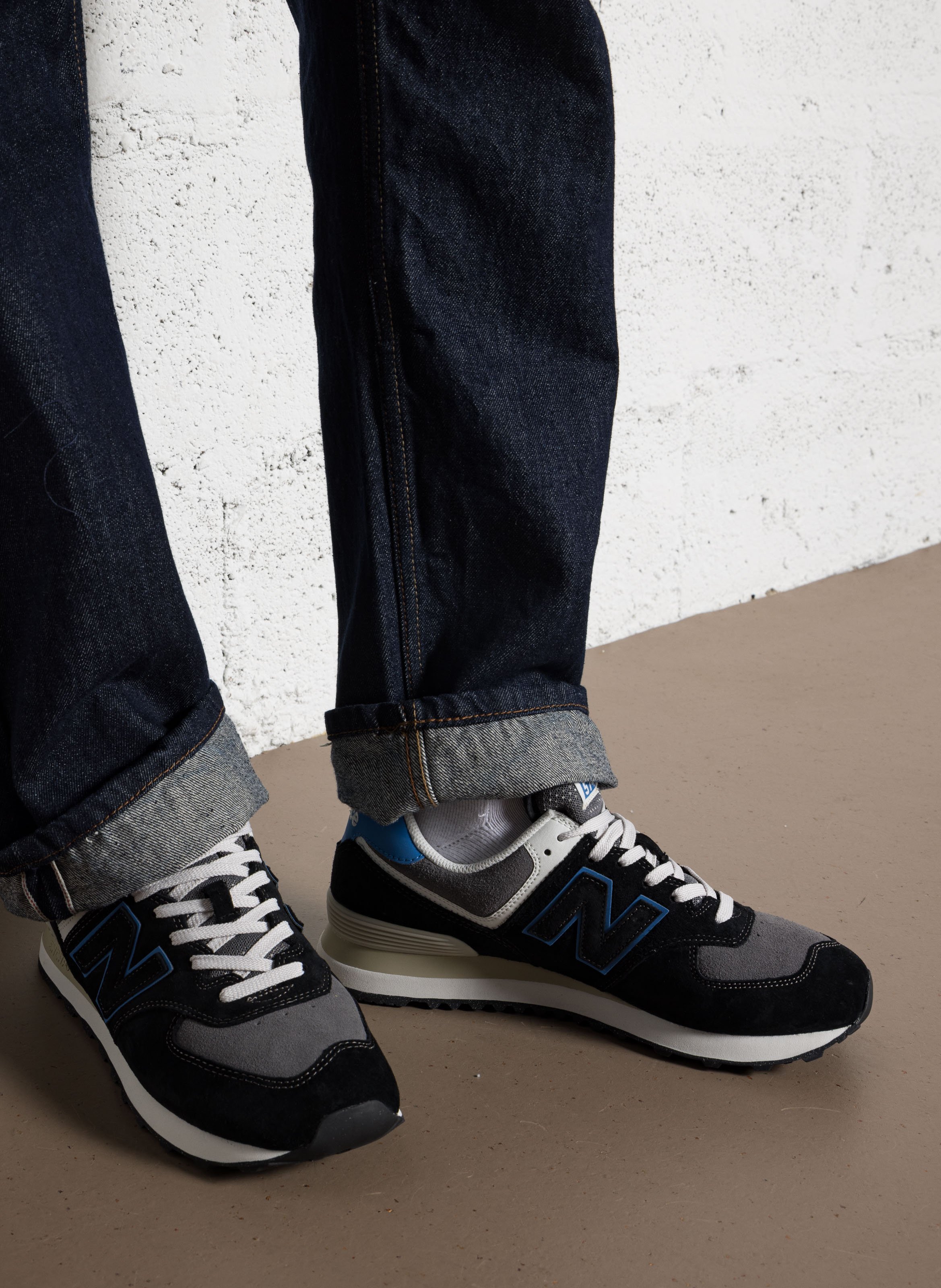 Low-top leather mix sneakers NEW BALANCE Black