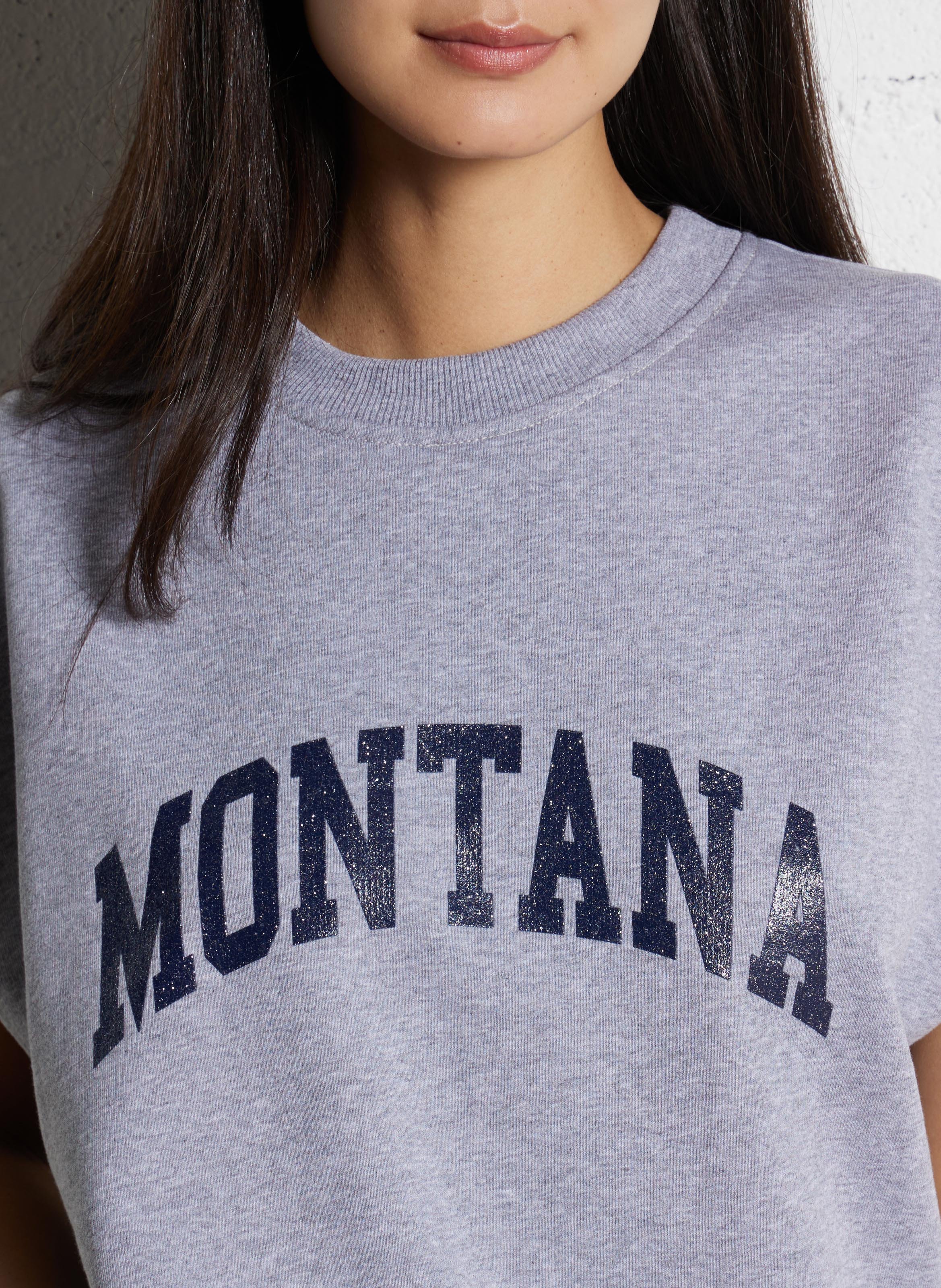 Sweat oversize col rond en coton PLEASE Gris