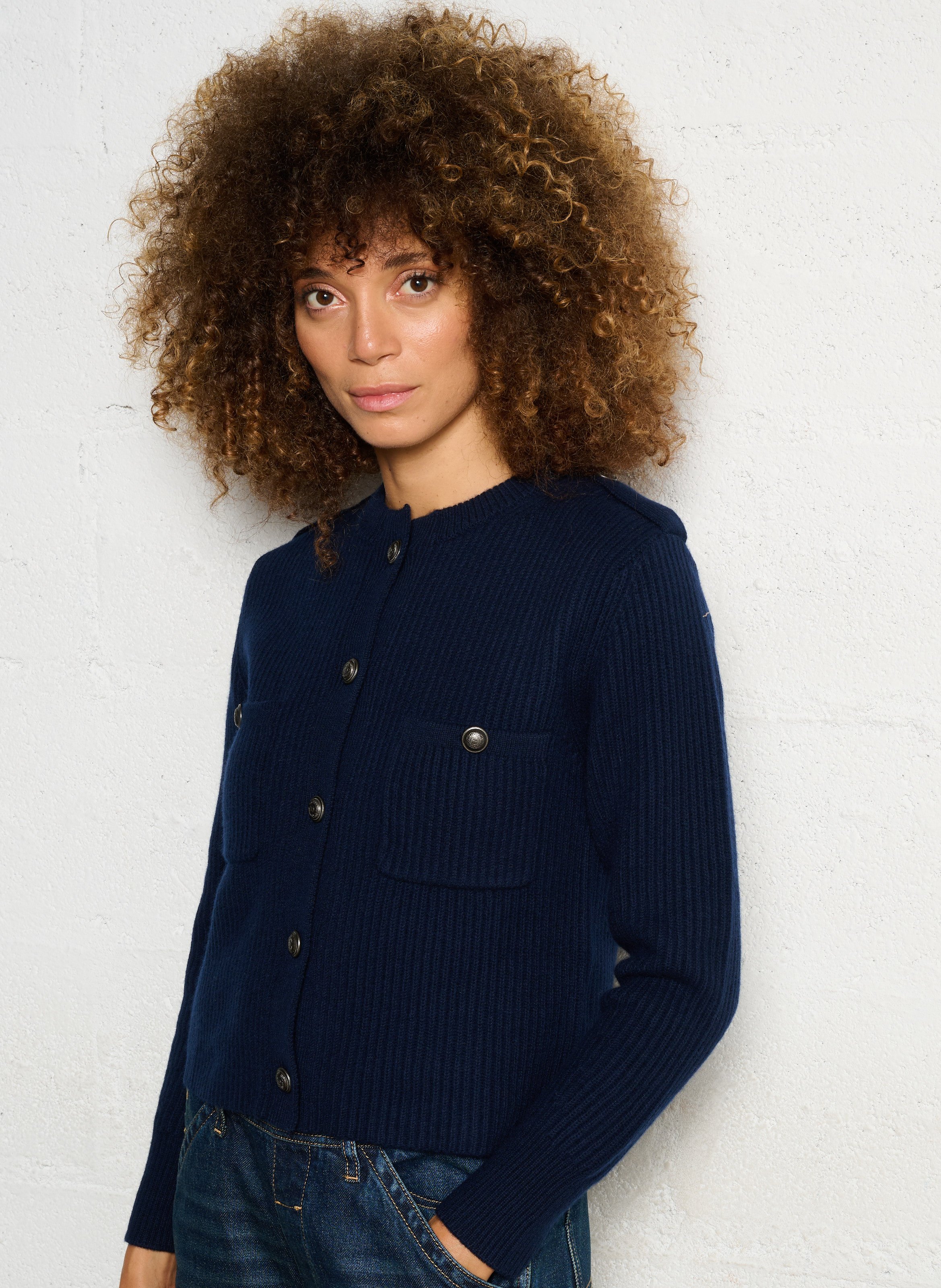 Gilet en laine col rond  IKKS Bleu