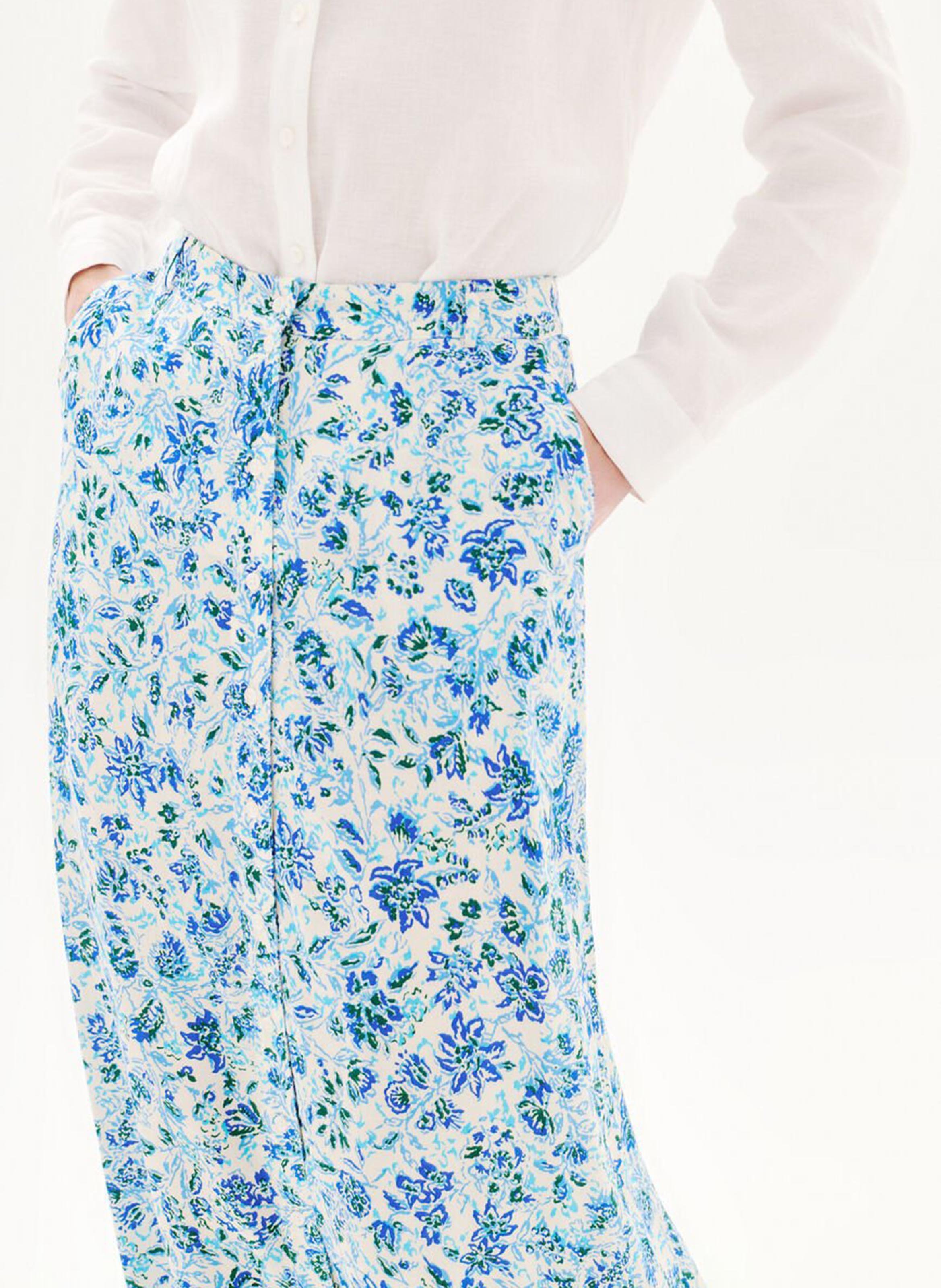 Flowing printed midi skirt CAROLL Blue