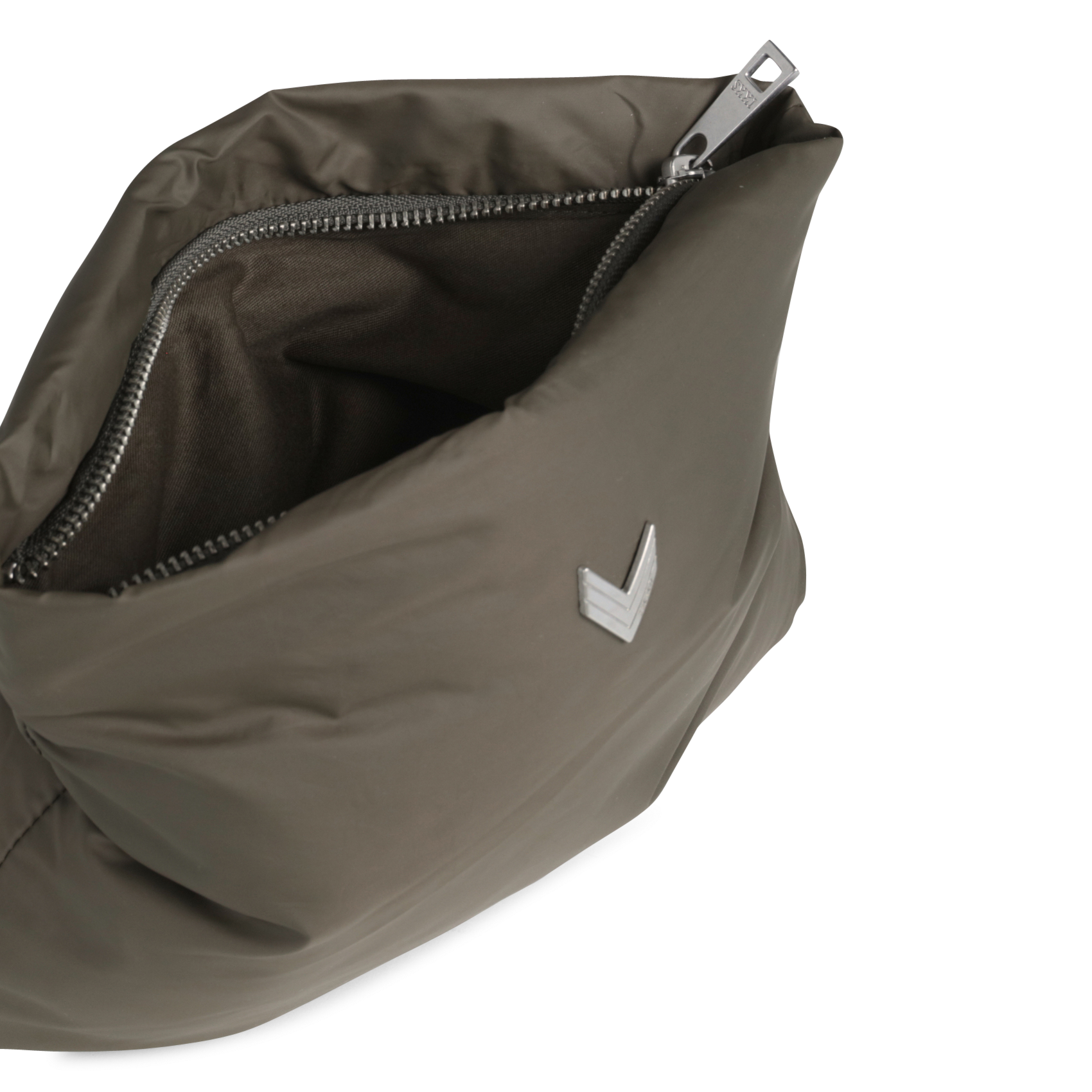 Solid puffy clutch with zipper IKKS Khaki