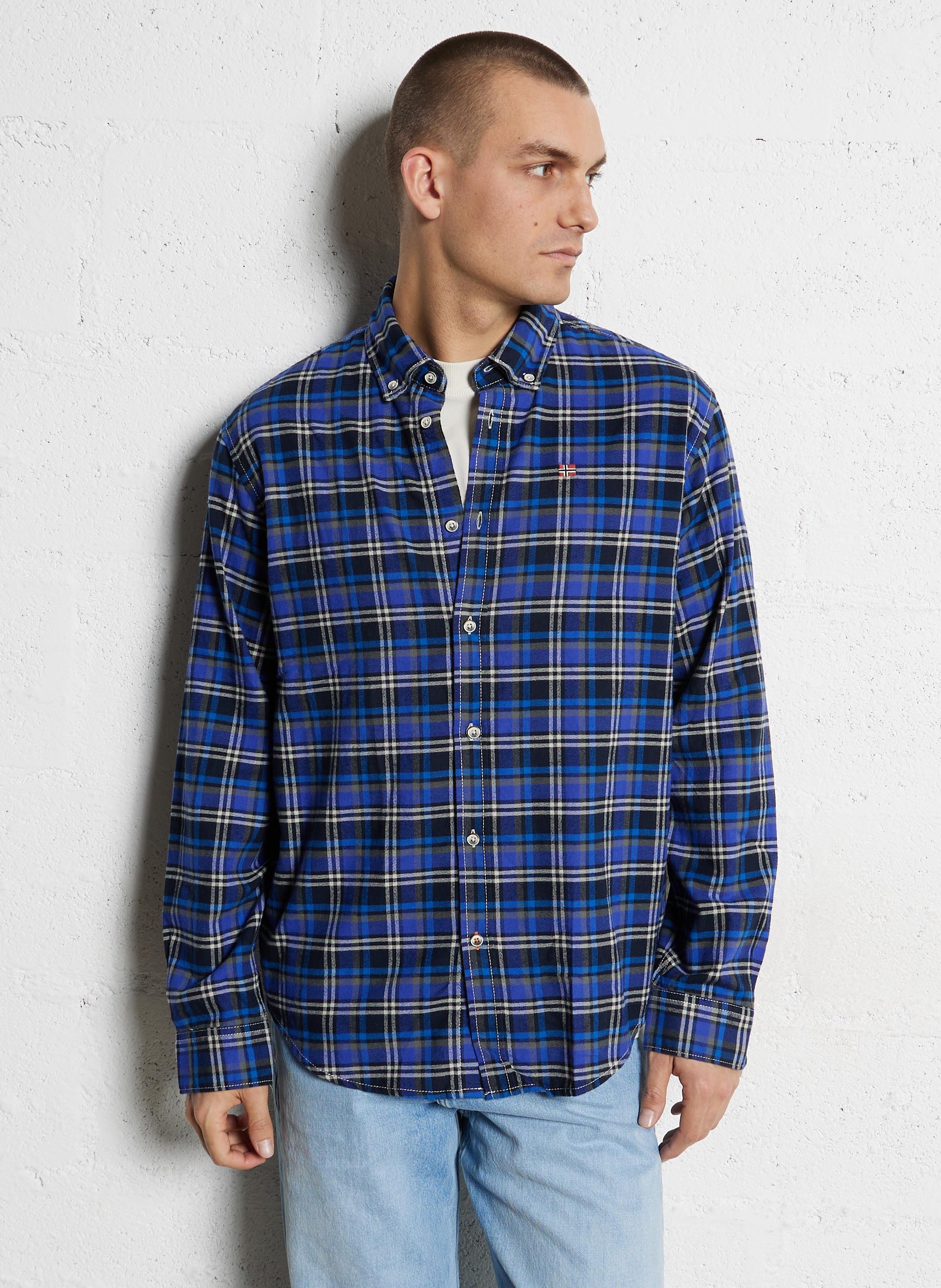 Chemise droite col américain à carreaux en coton NAPAPIJRI