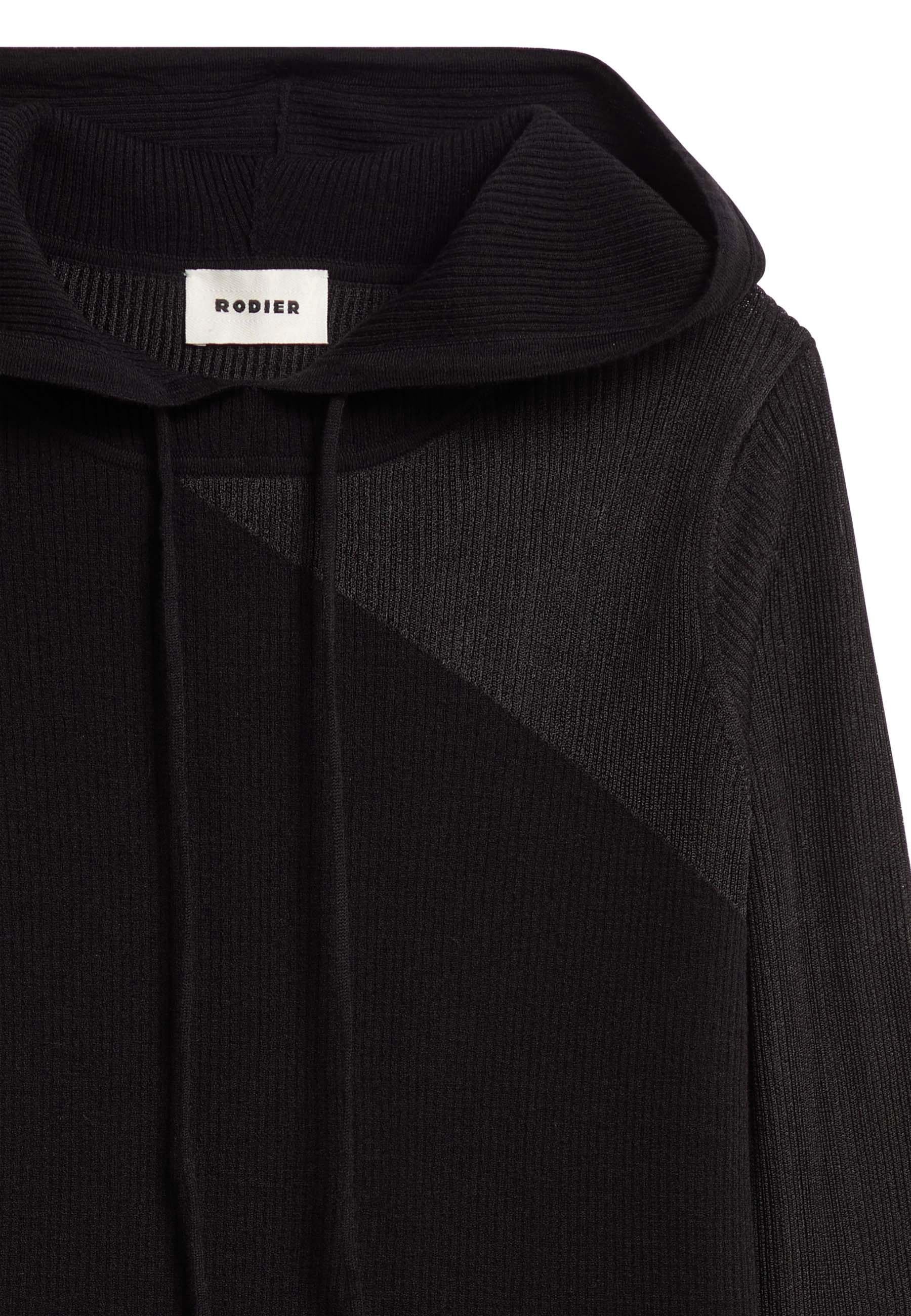 Two-tone wool hoodie RODIER Black