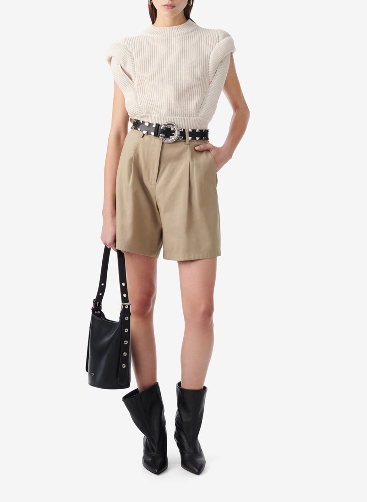 Pull sans manches maille côtes IRO Beige