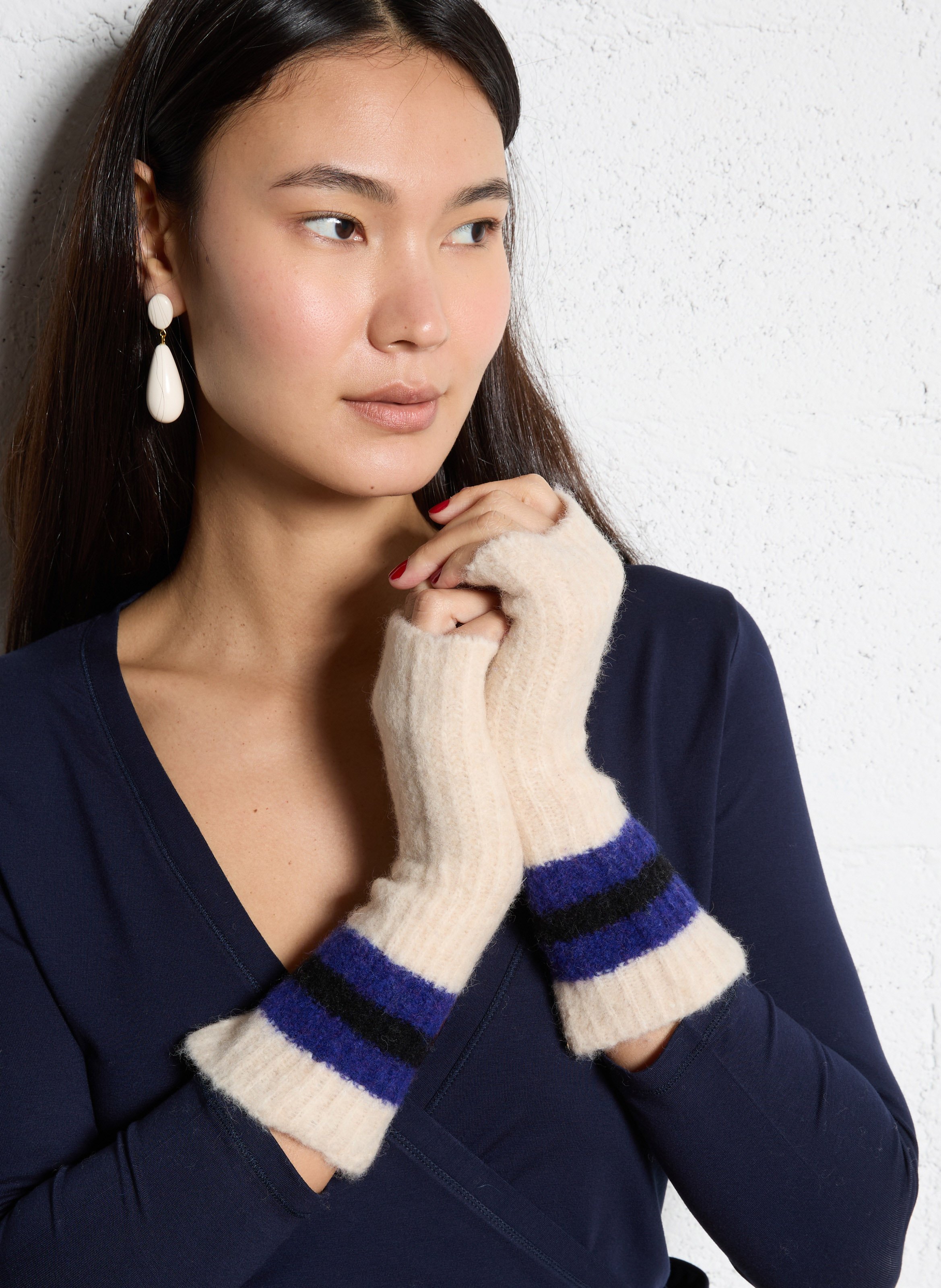 Solid gloves with striped detail BELLEROSE Pink