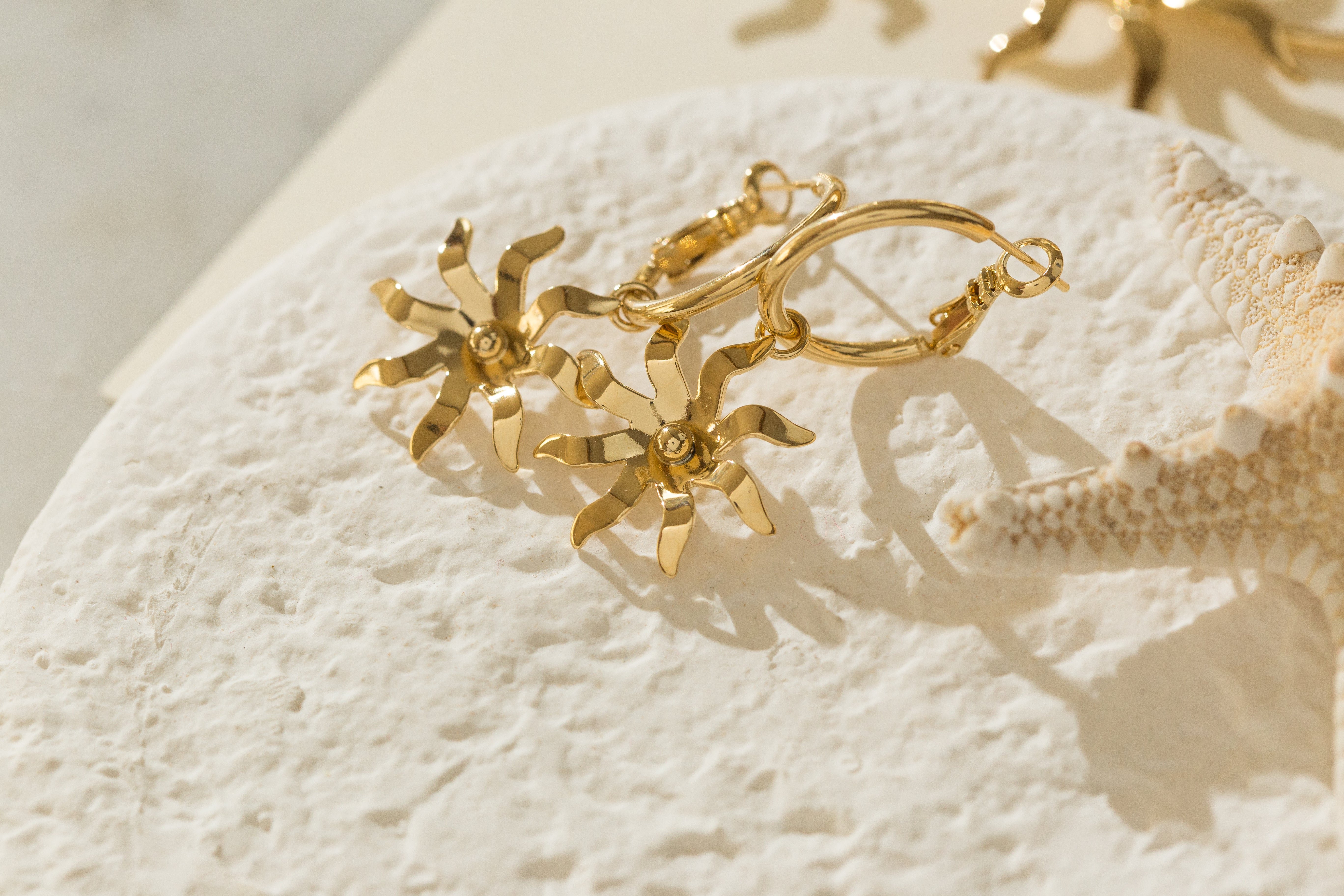Mini gold-plated sun hoop earrings MONSIEUR SIMONE Golden
