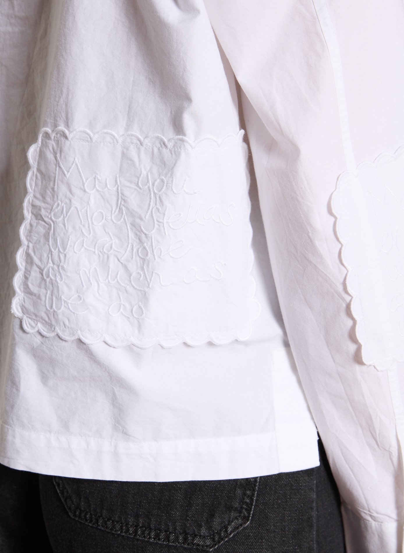 Chemise oversize col classique en coton bio brodé STELLA NOVA Blanc