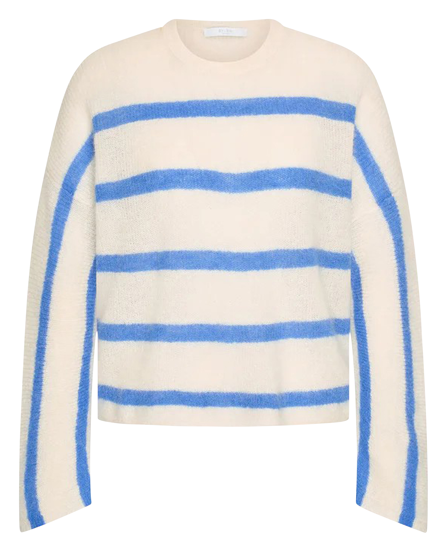 Ruimvallende, gestreepte trui | wolblend BY BAR Blauw
