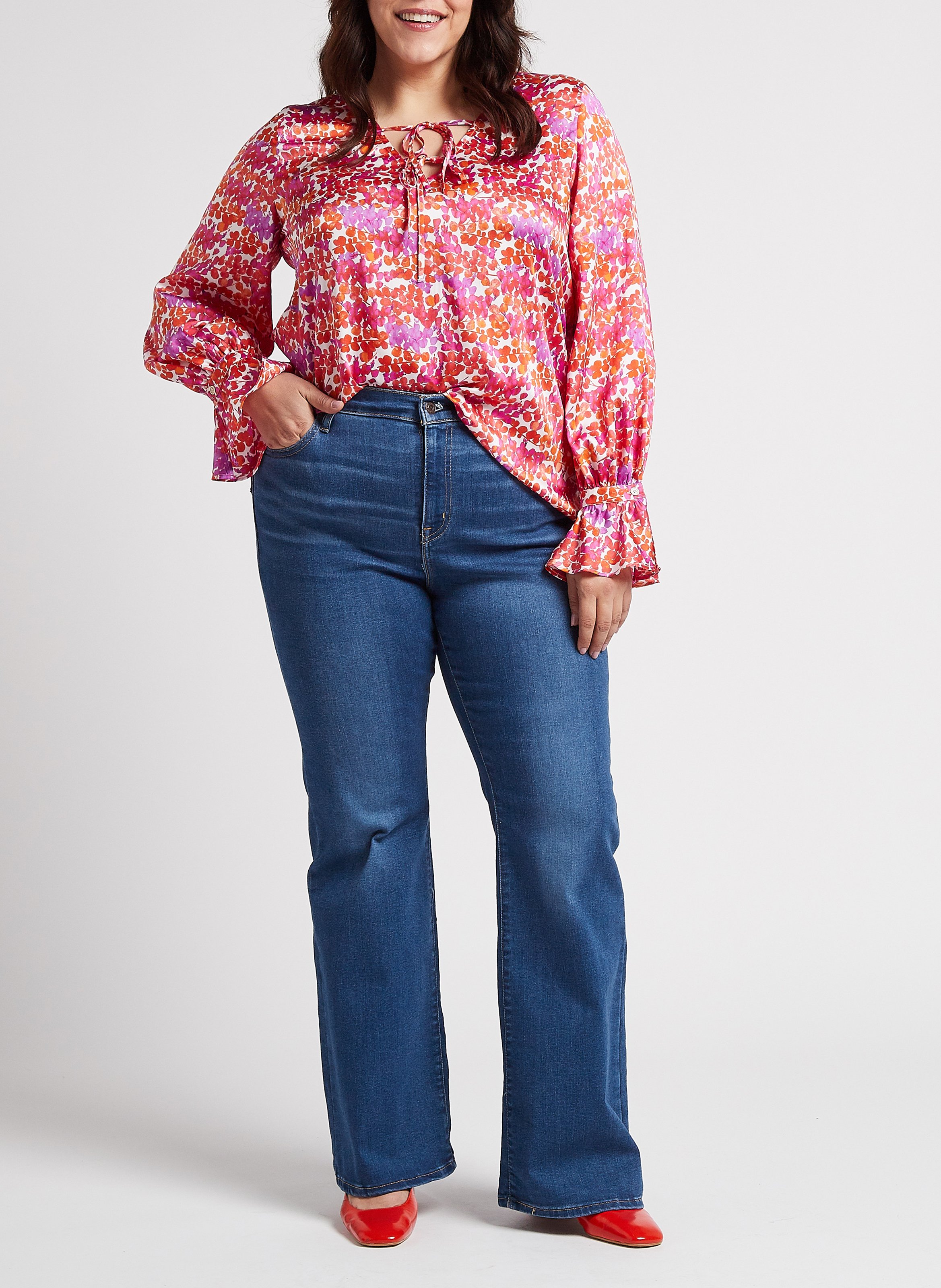 Chemisier fluide col V imprimé  PERSONA by Marina Rinaldi Blanc