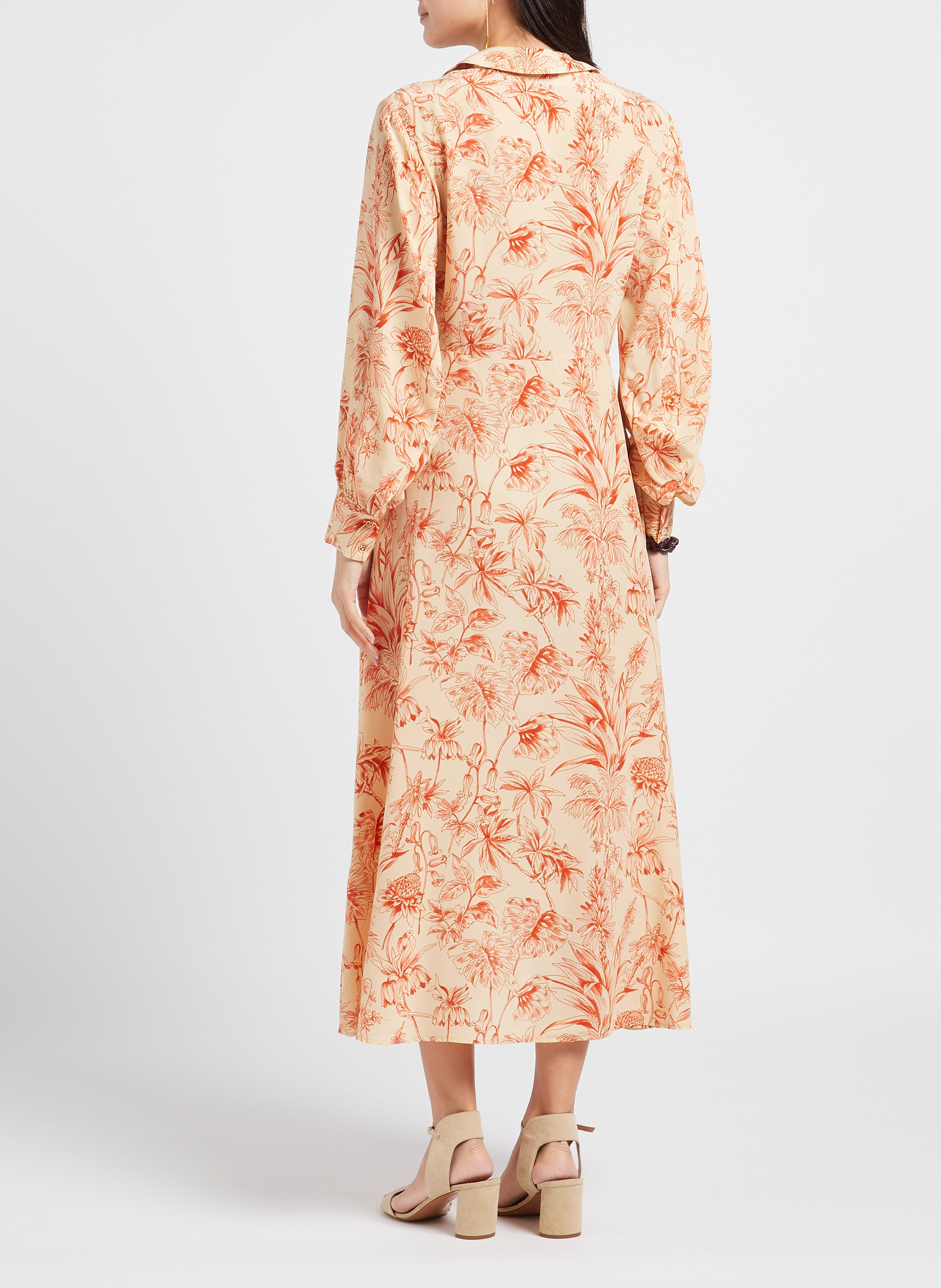 Robe chemise longue cintrée  ATTIC AND BARN Orange