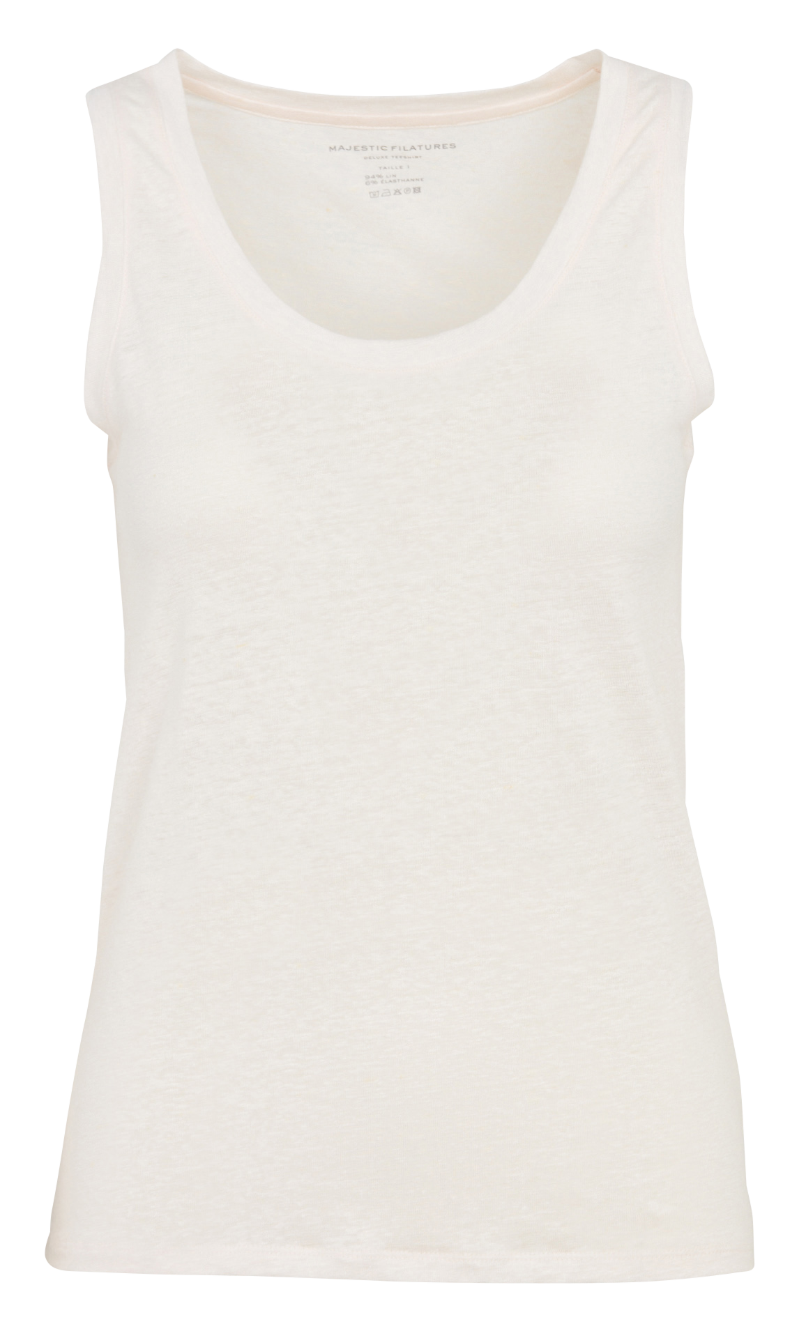 Stretch linen marl tank top with round neck MAJESTIC FILATURES