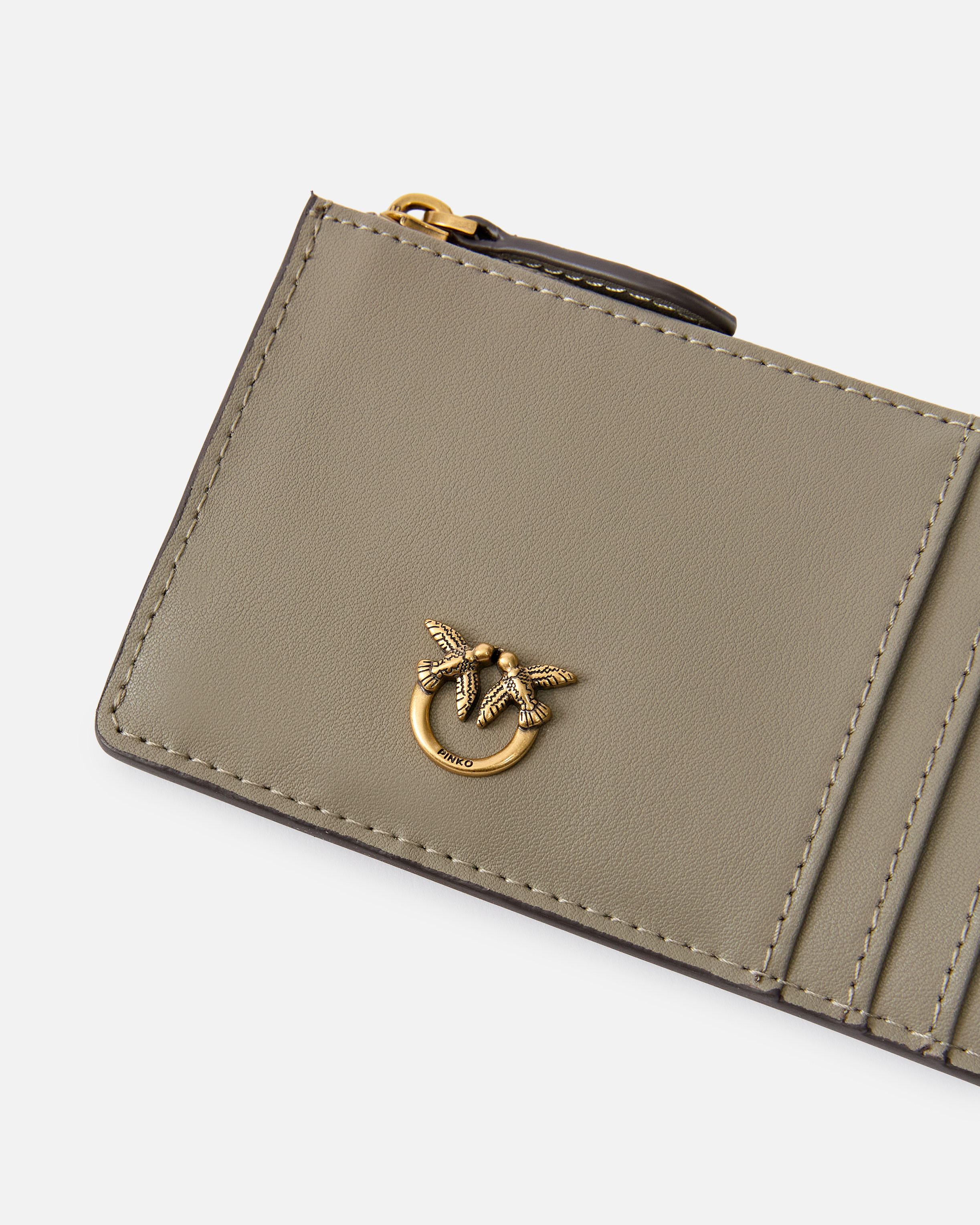 Zipped card holder PINKO Brown