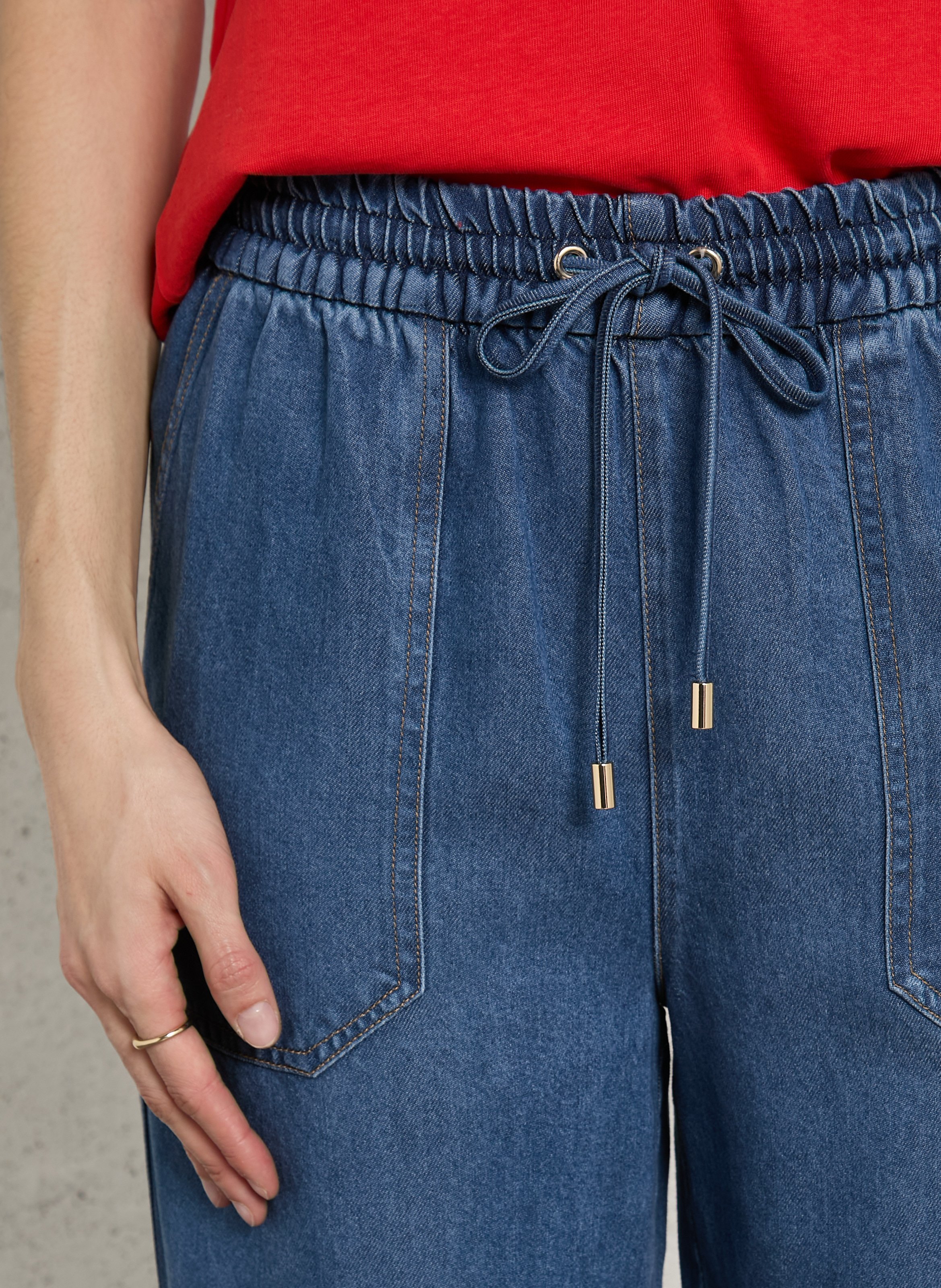 Hohe Taille Ballon Jeans uni AMERICAN VINTAGE Blau