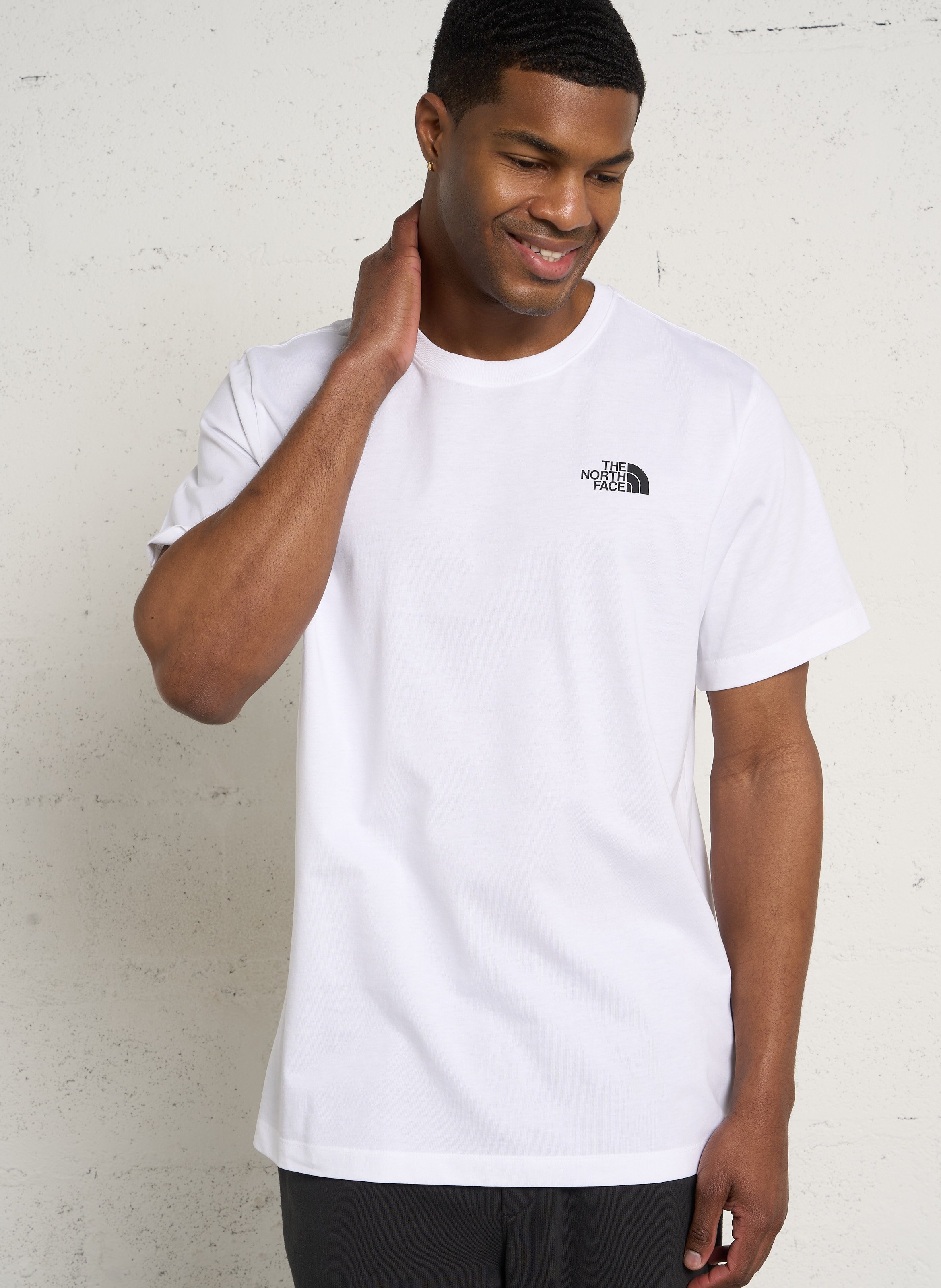 Straight round-neck cotton T-shirt with screen print THE NORTH FACE