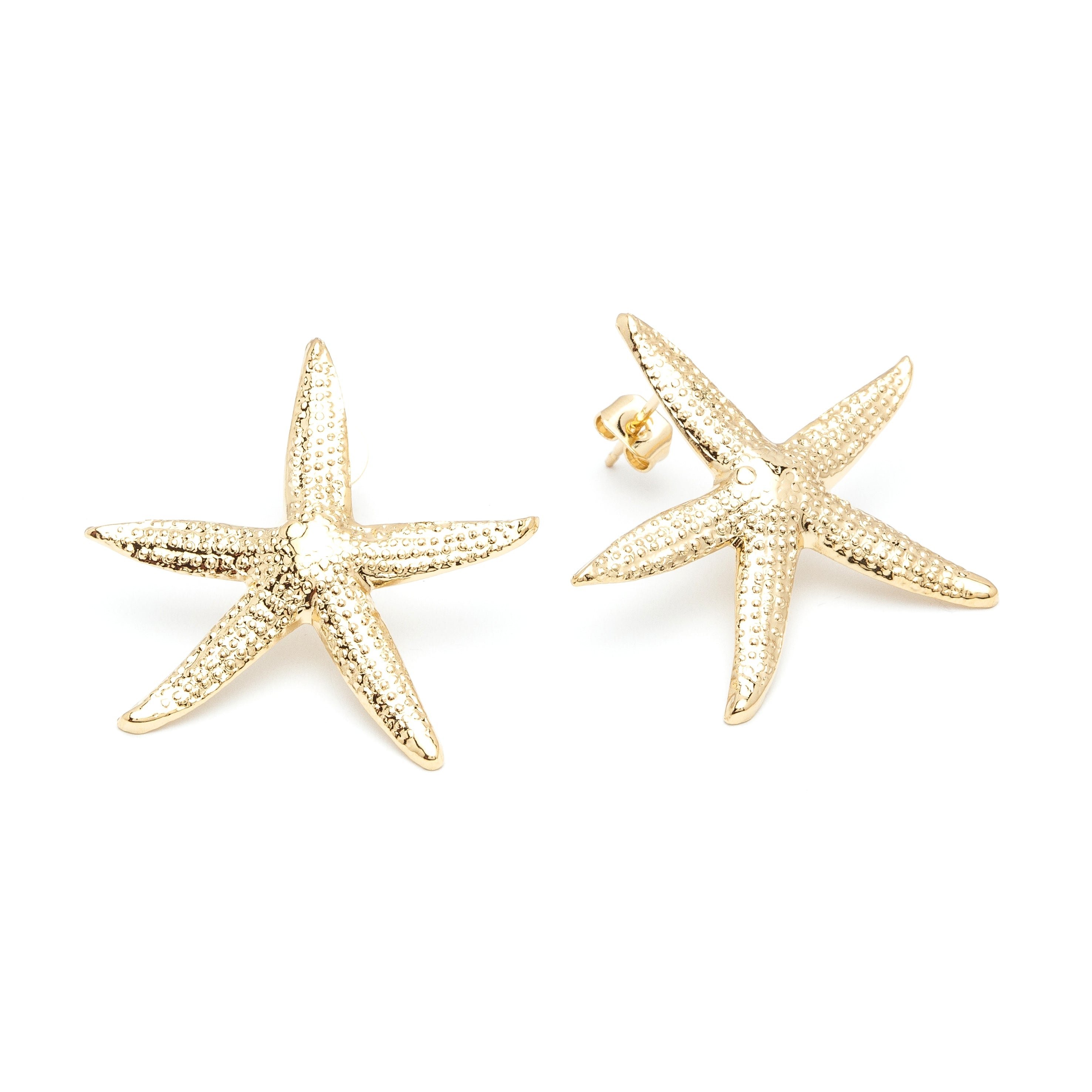 Large star stud earrings silver-plated MONSIEUR SIMONE Golden