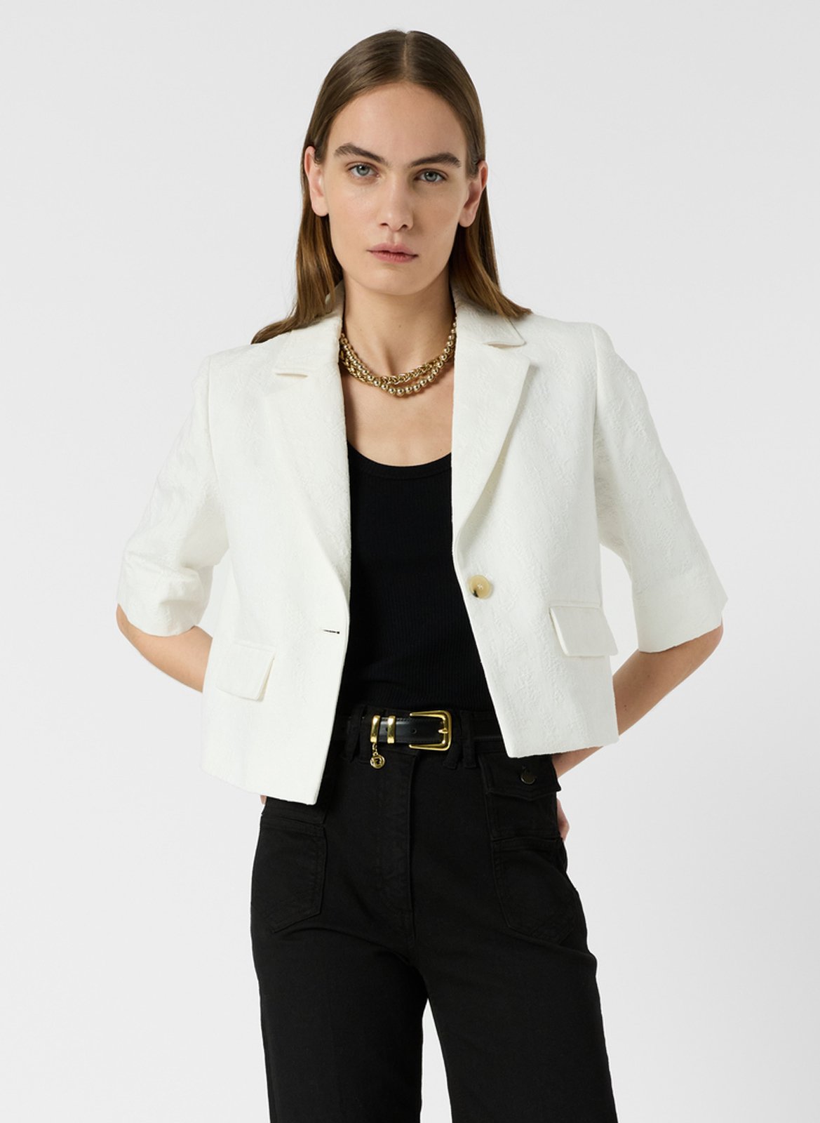 Recht, katoenen jasje met reverskraag GERARD DAREL Wit