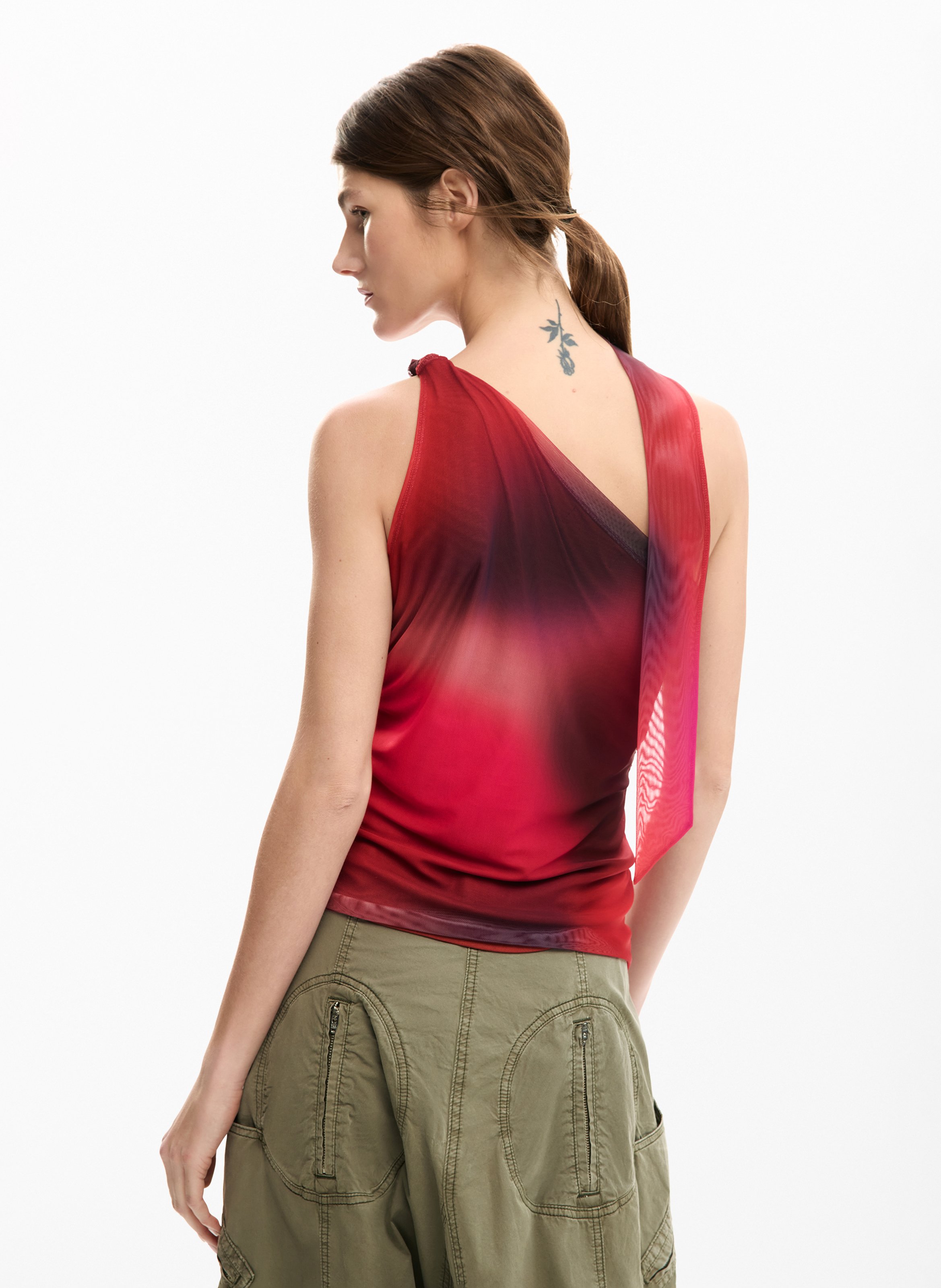 Mouwloze top met strikhalternek DESIGUAL Rood