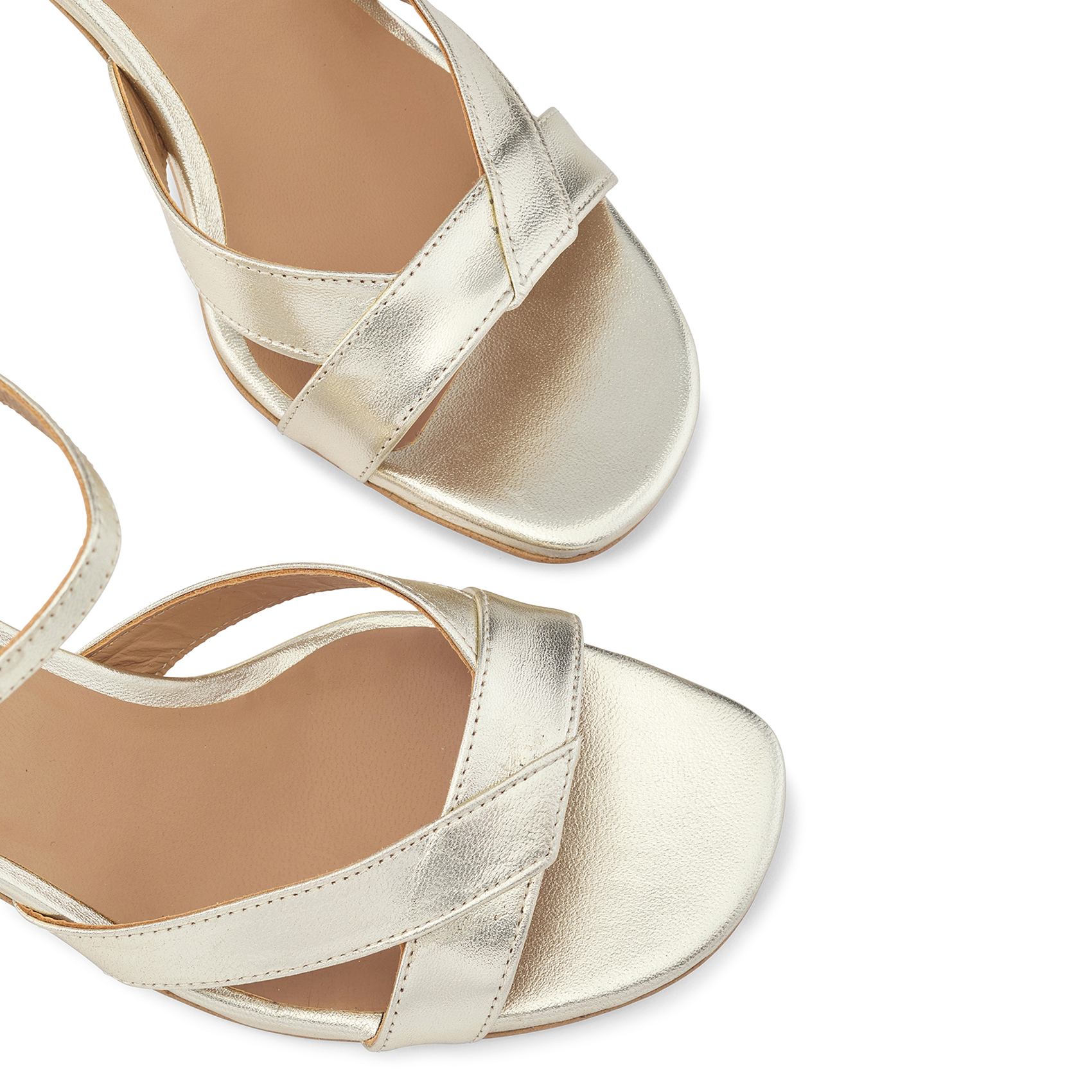 Sandales à talon en cuir métallisé COSMOPARIS Doré