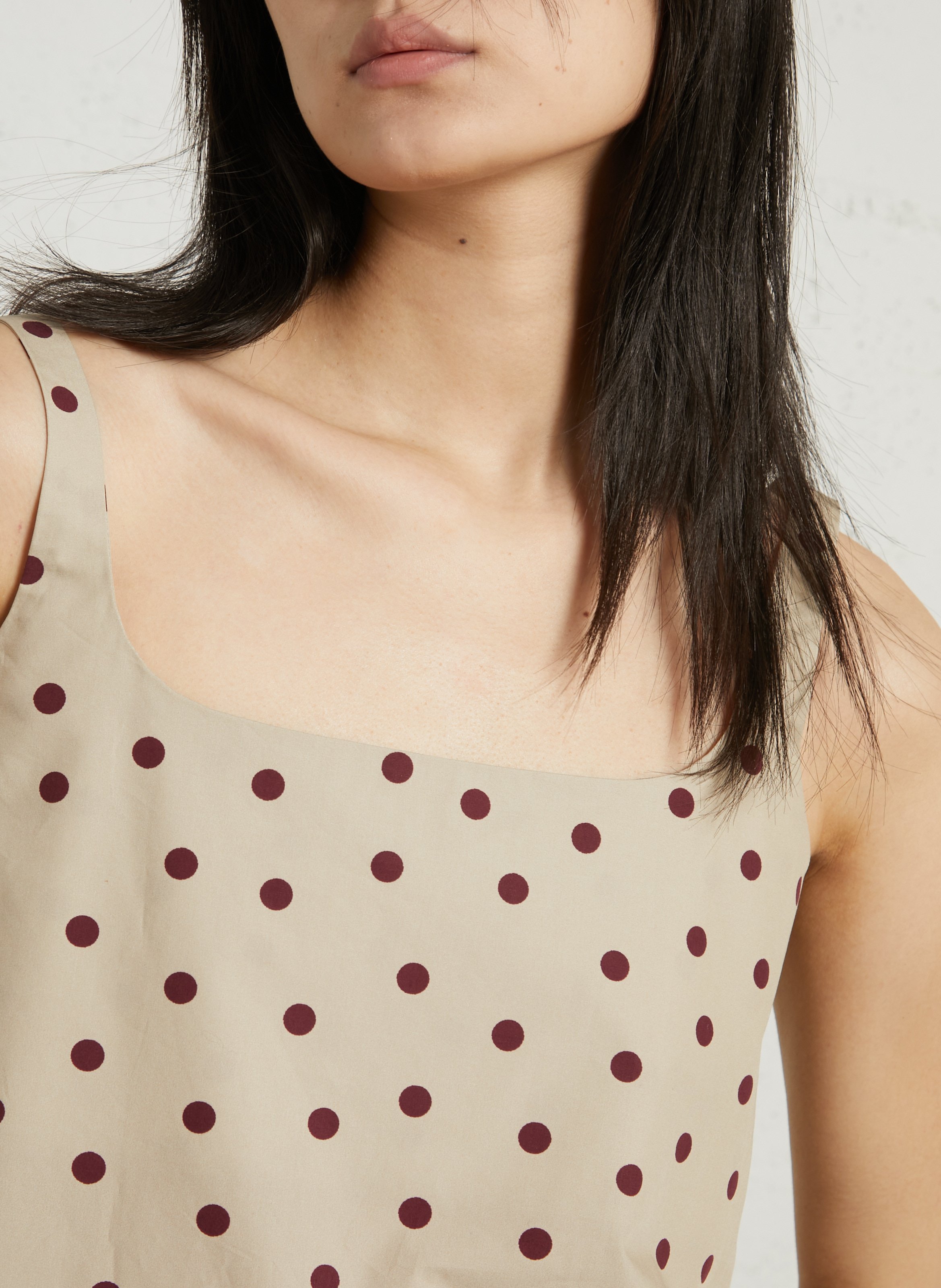 Vestido corto de algodón con cuello cuadrado BELLEPIECE Beige