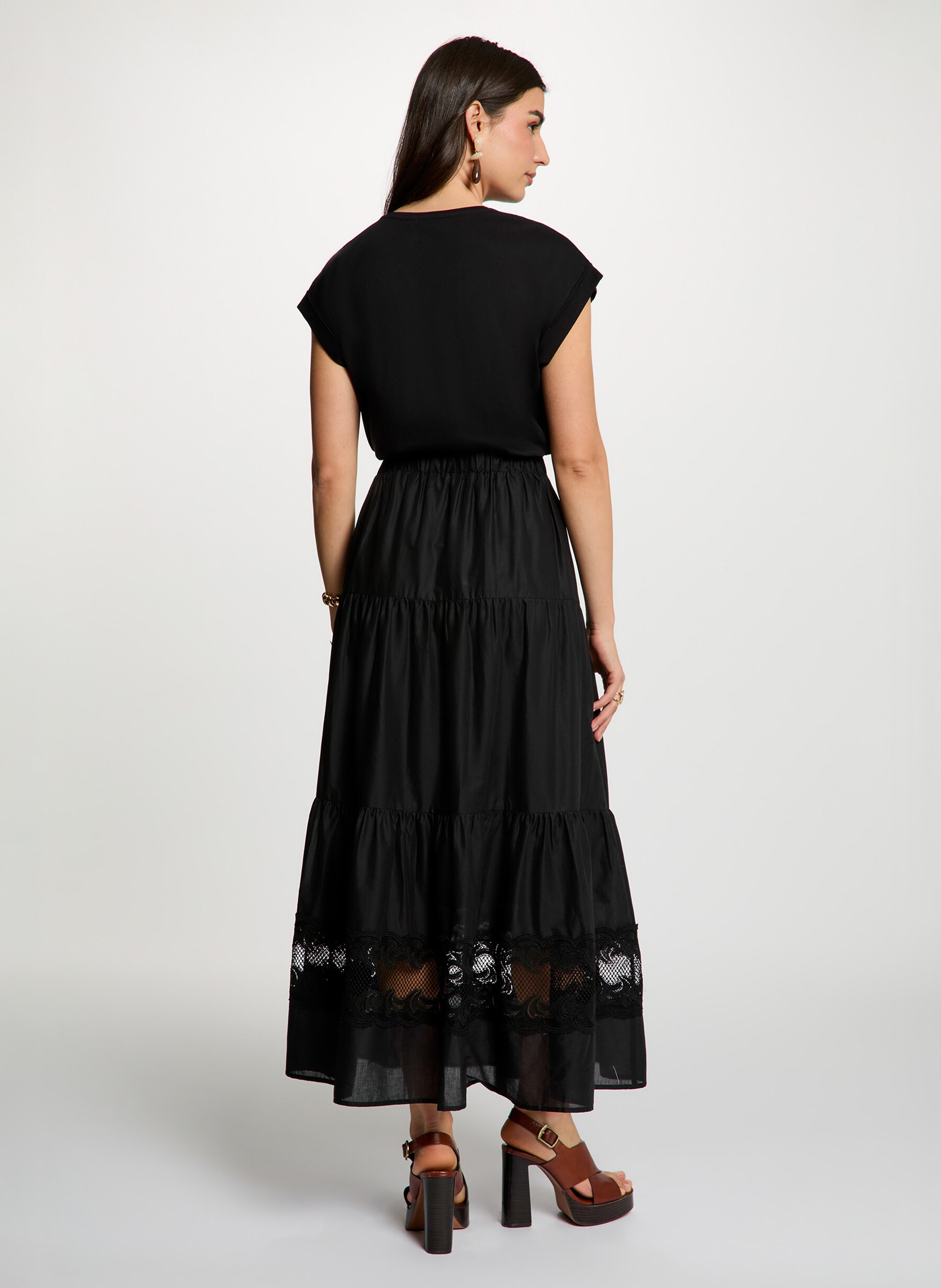 Weite Baumwollrock MORGAN Schwarz