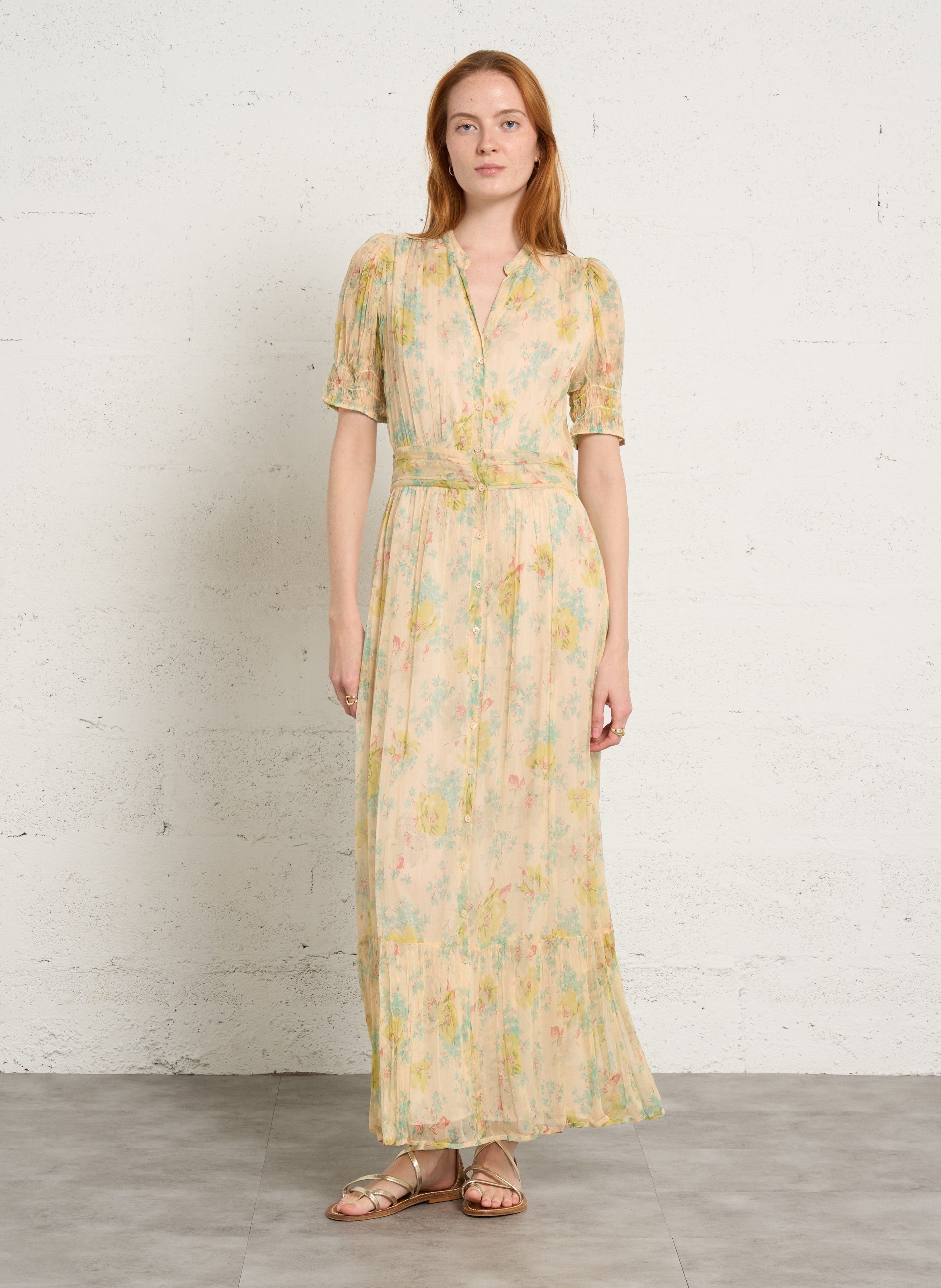 Ausgestelltes langes Kleid mit Print PETITE MENDIGOTE Mehrfarbig