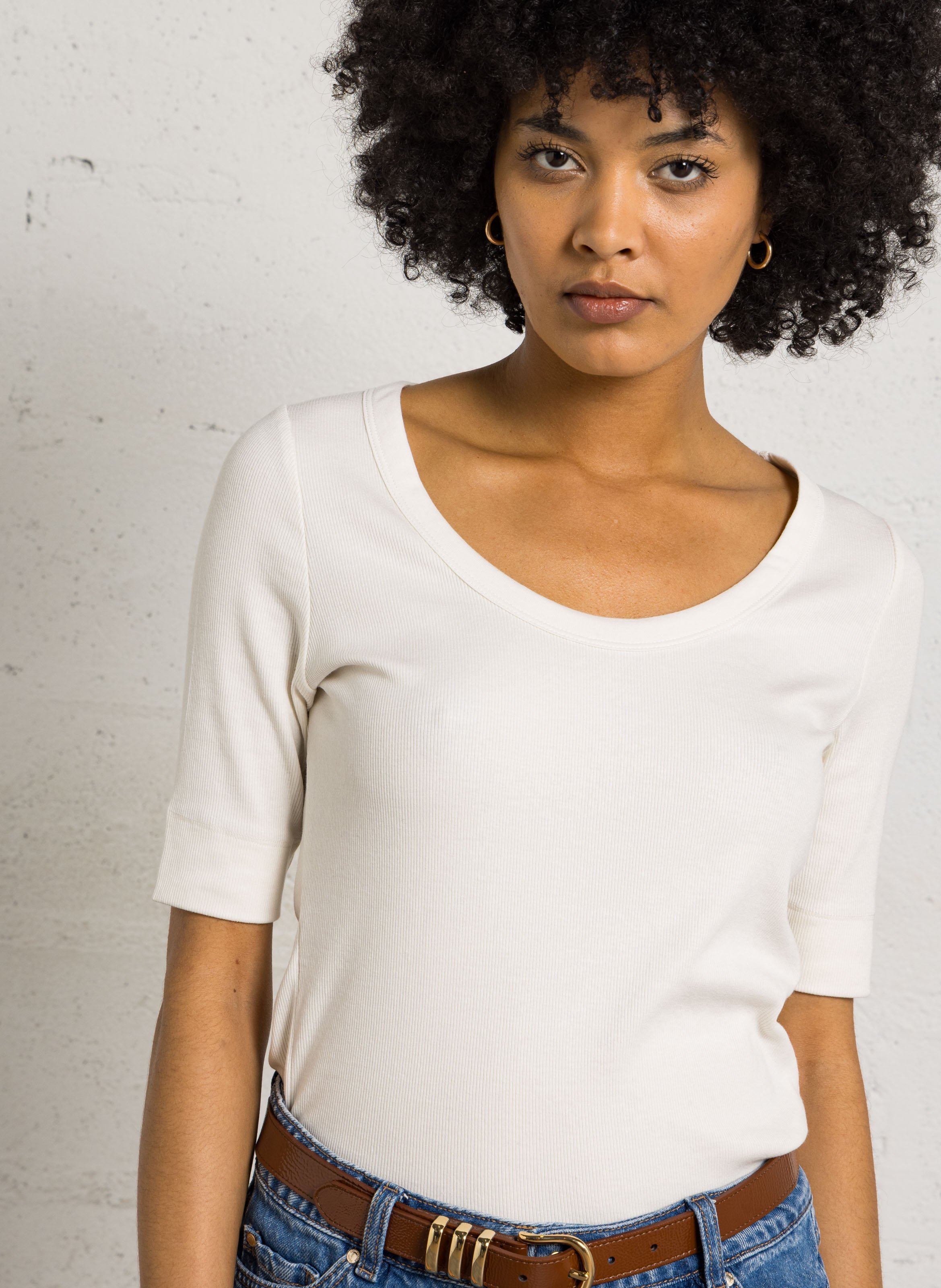 Tee-shirt col rond en coton mélangé MAISON 123