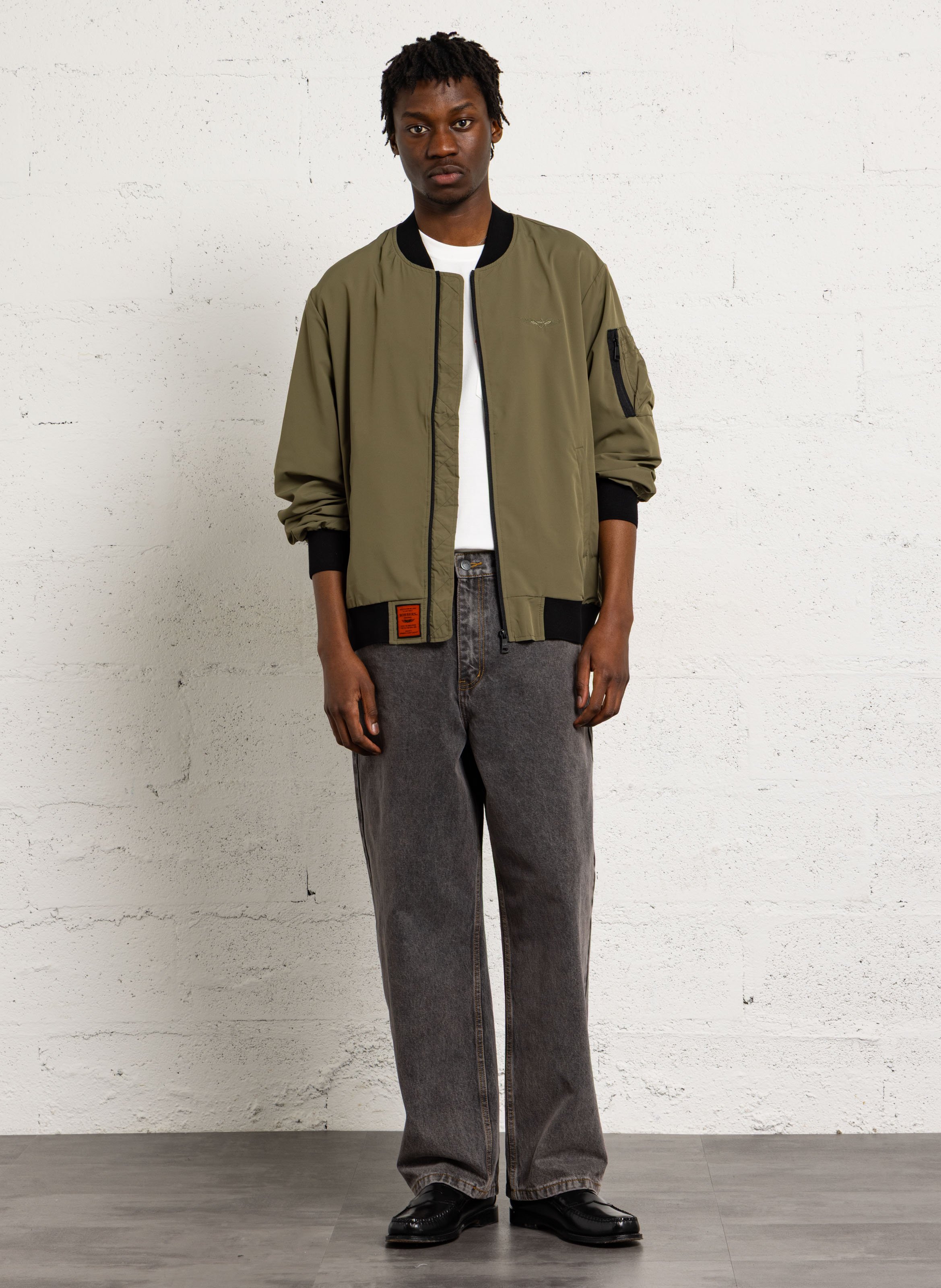 Veste oversize col teddy BOMBERS ORIGINAL Kaki