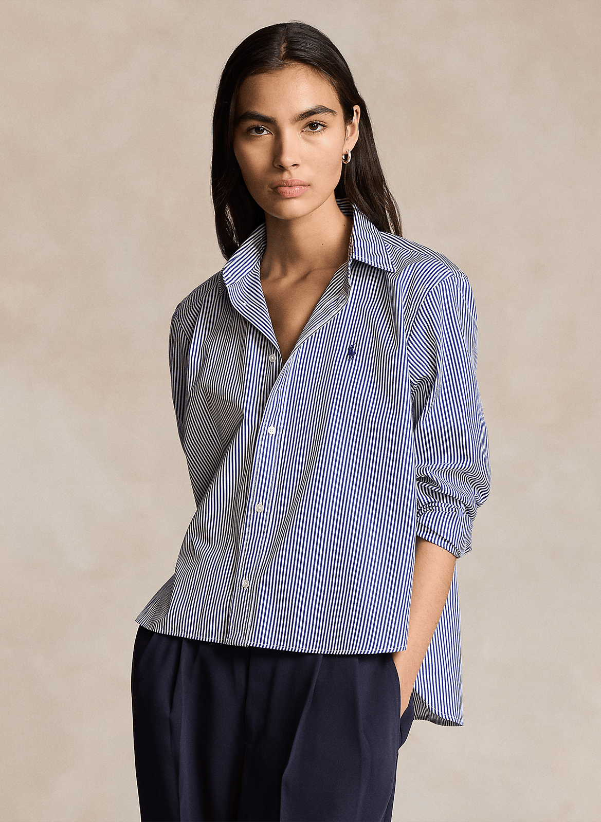Striped cotton shirt with classic collar POLO RALPH LAUREN Blue