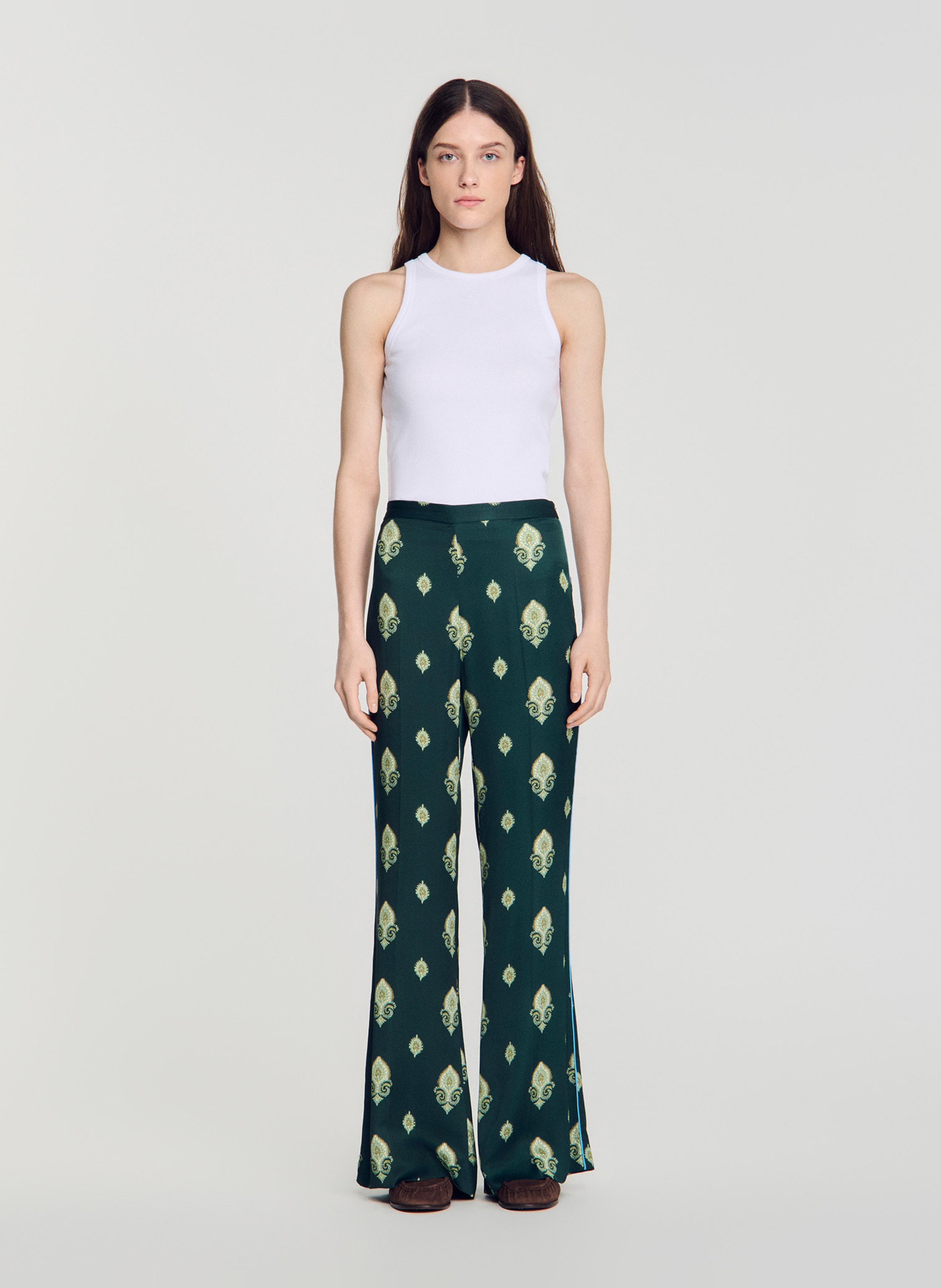 Pantalon flare imprimé SANDRO Vert