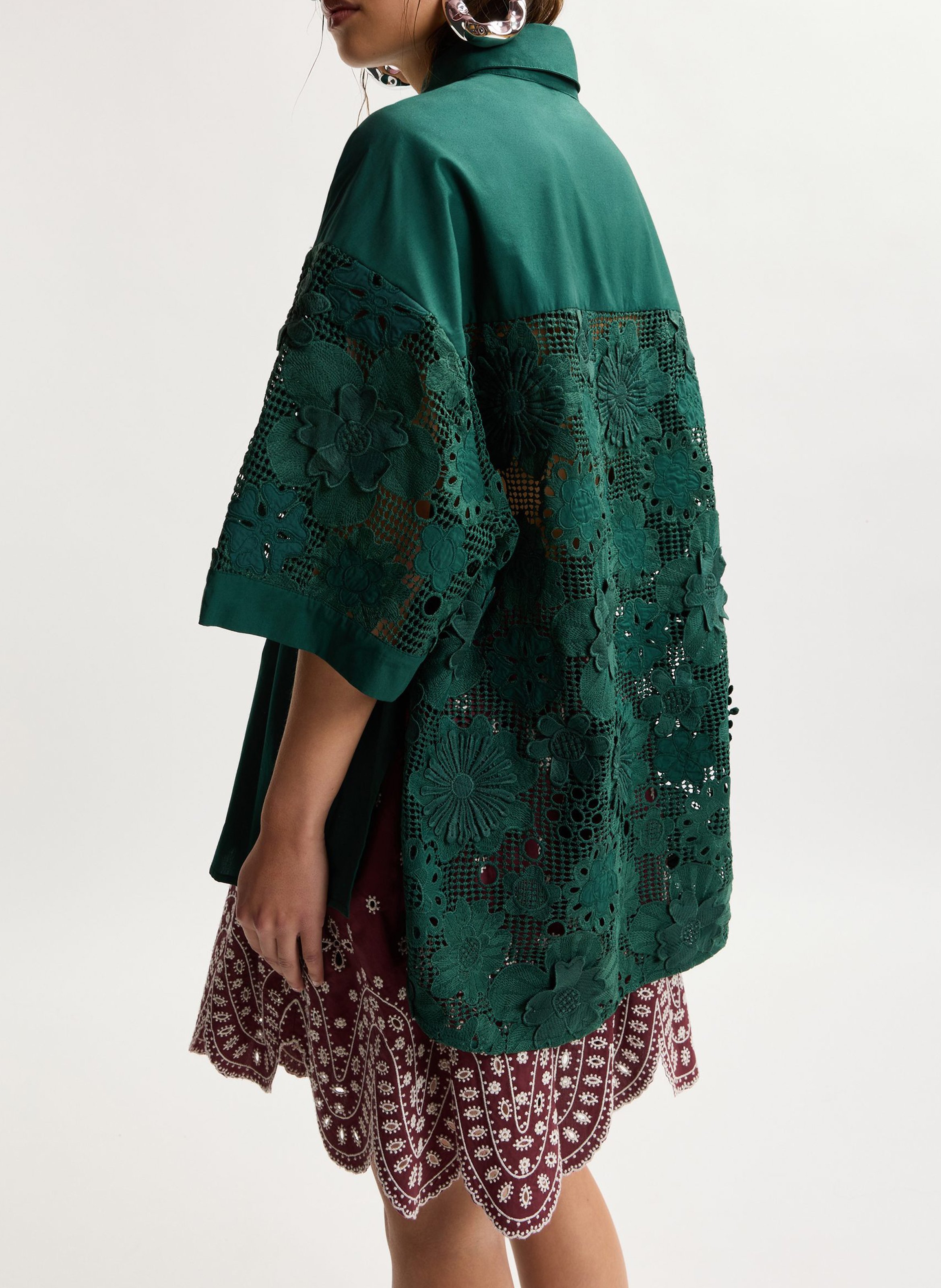 Oversized shirt with classic collar ESSENTIEL ANTWERP Green
