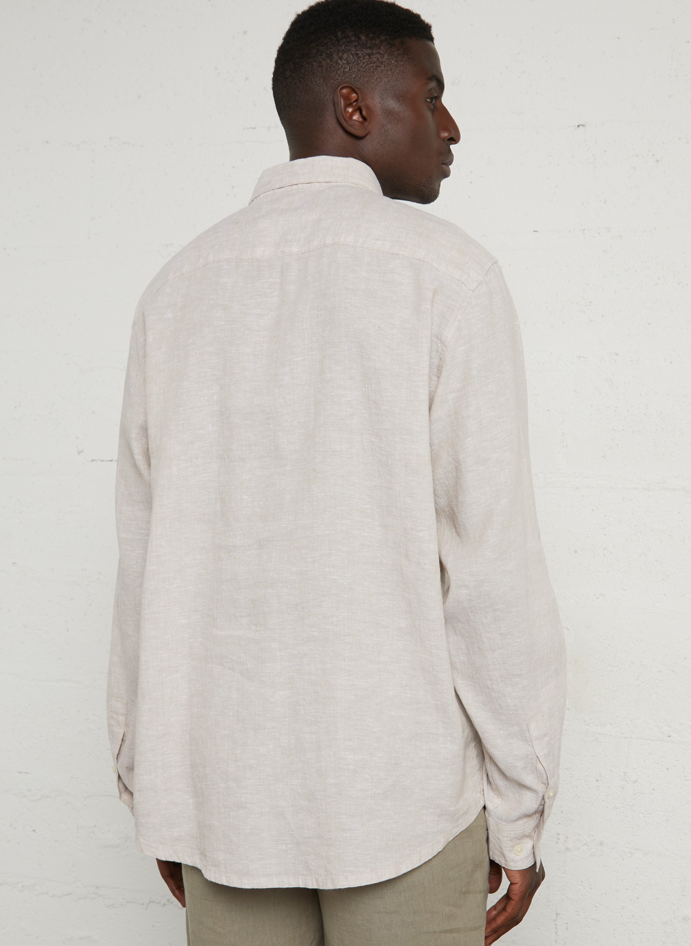 Chemise col classique en lin mélangé CASUAL FRIDAY Gris