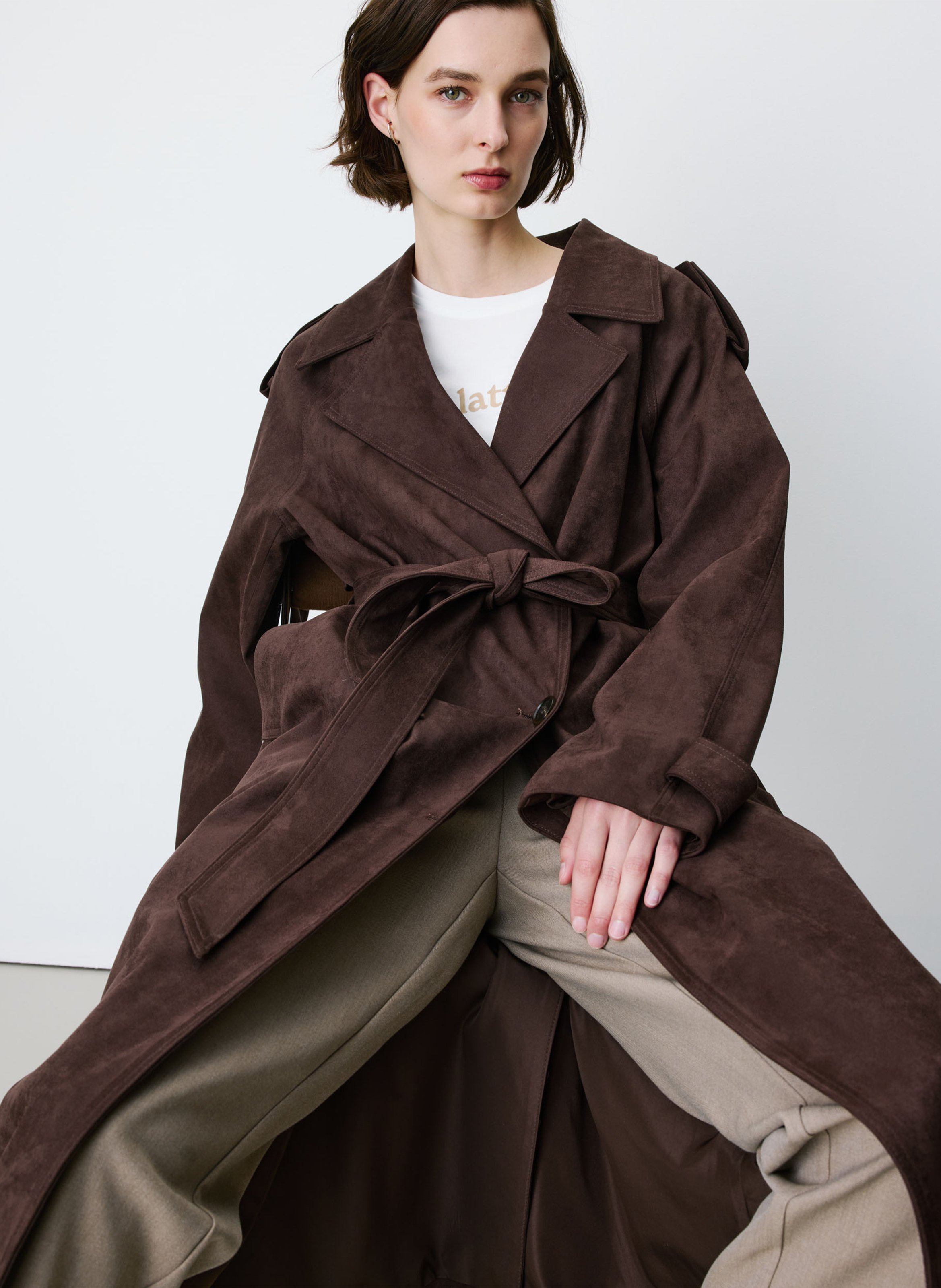 Straight belted trench GRACE ET MILA Brown