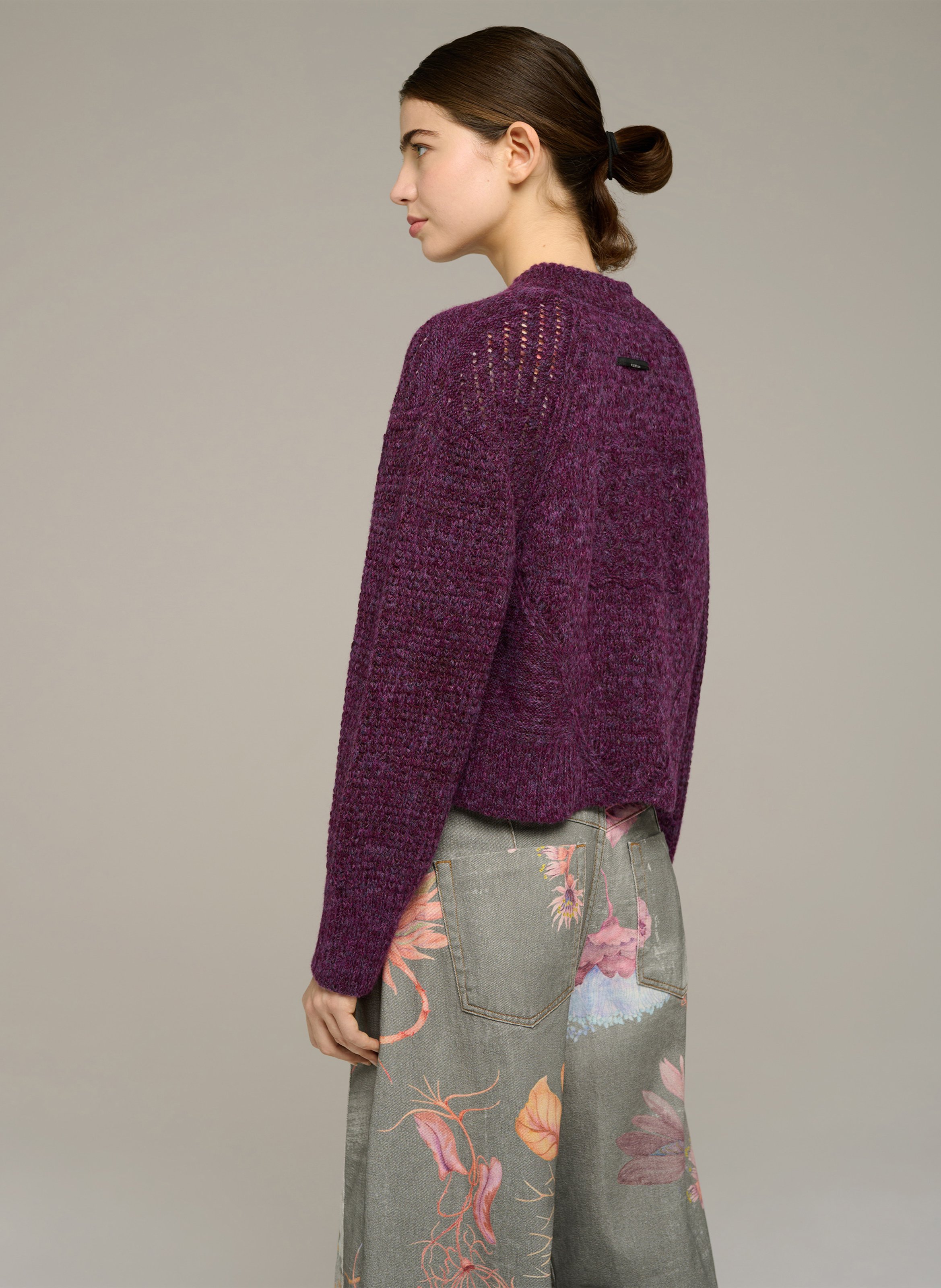 Gerade geschnittene Strickjacke aus Wollmix COTELAC Braun